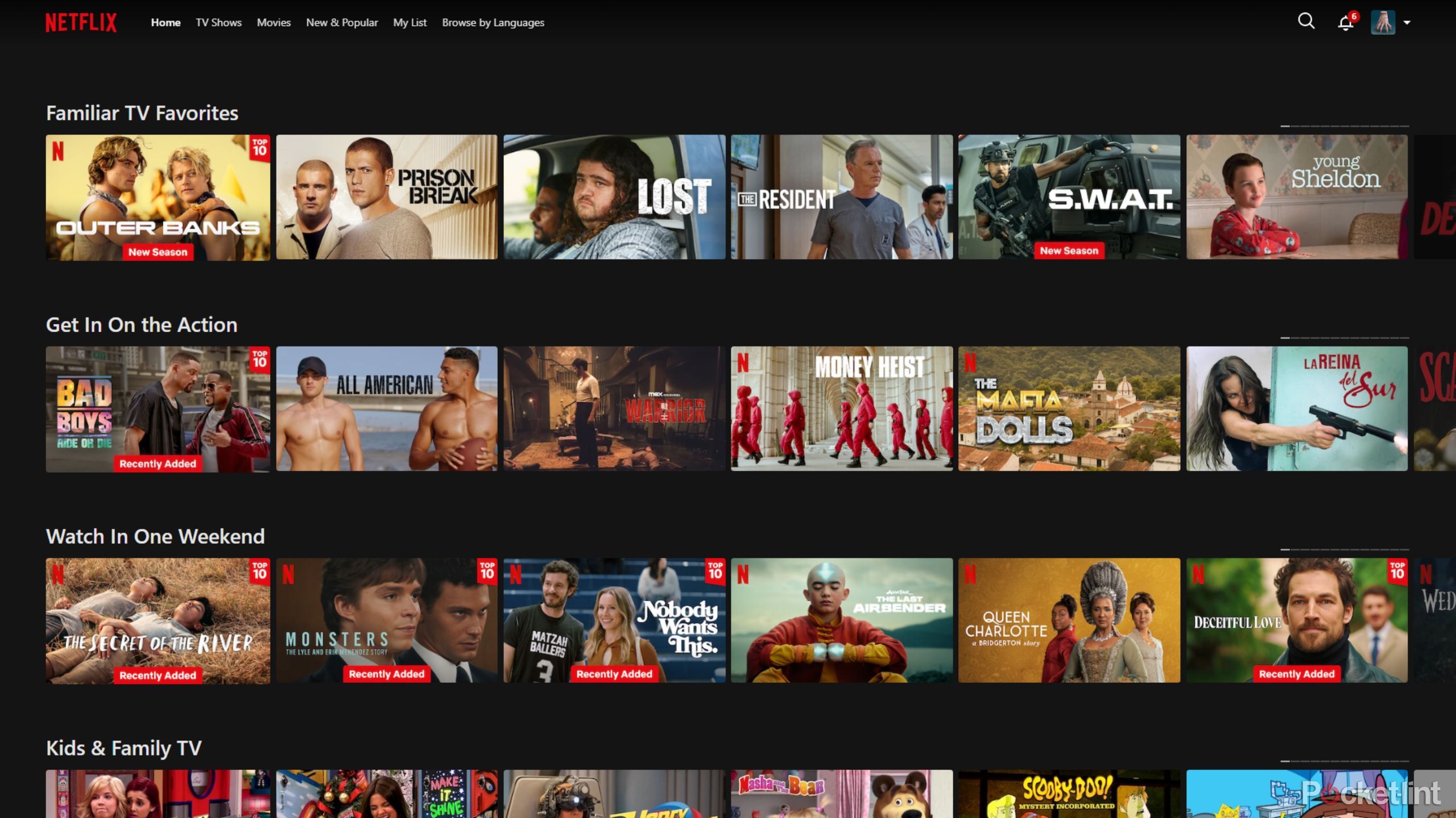 Netflix home page