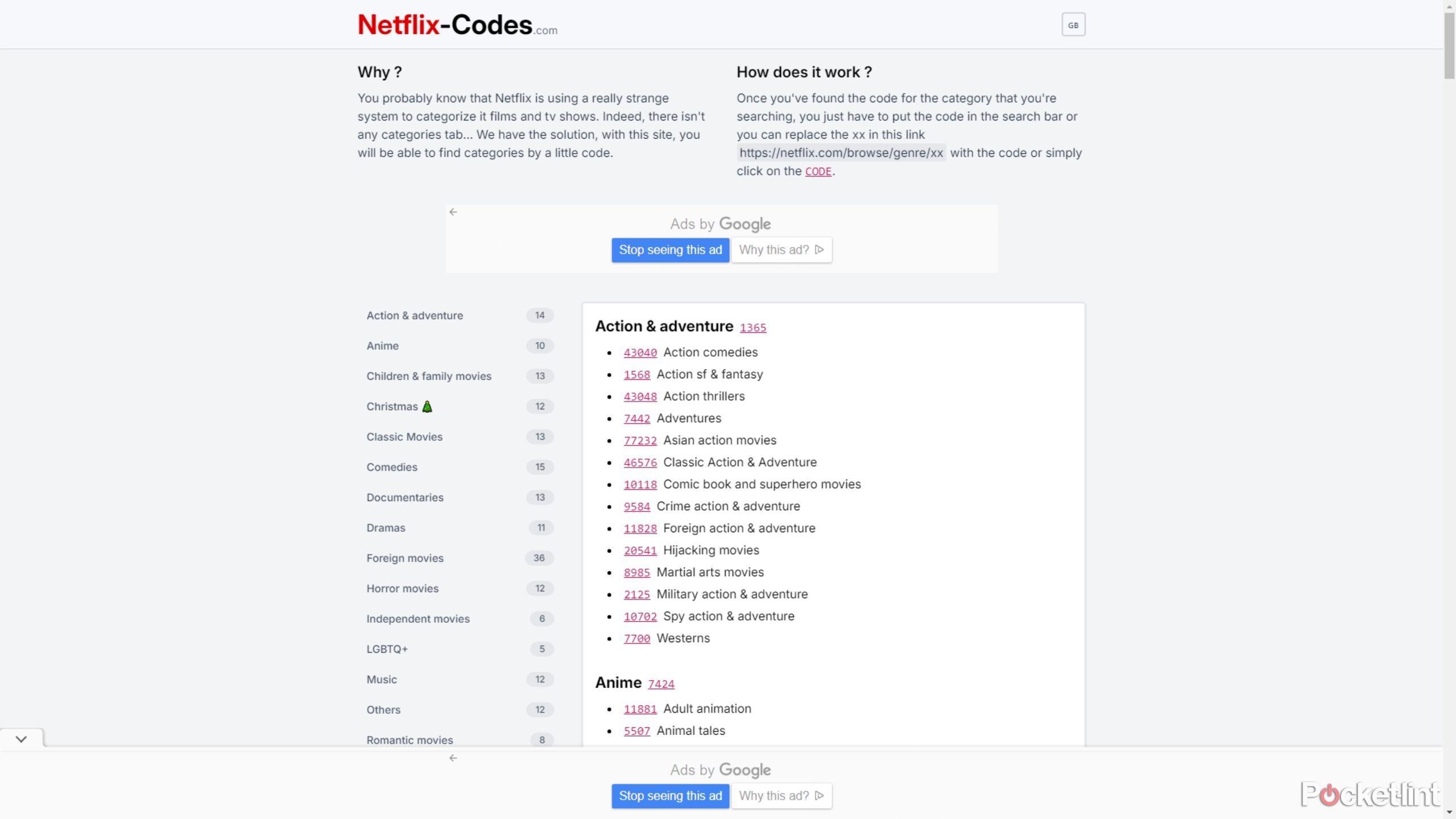 Netflix codes