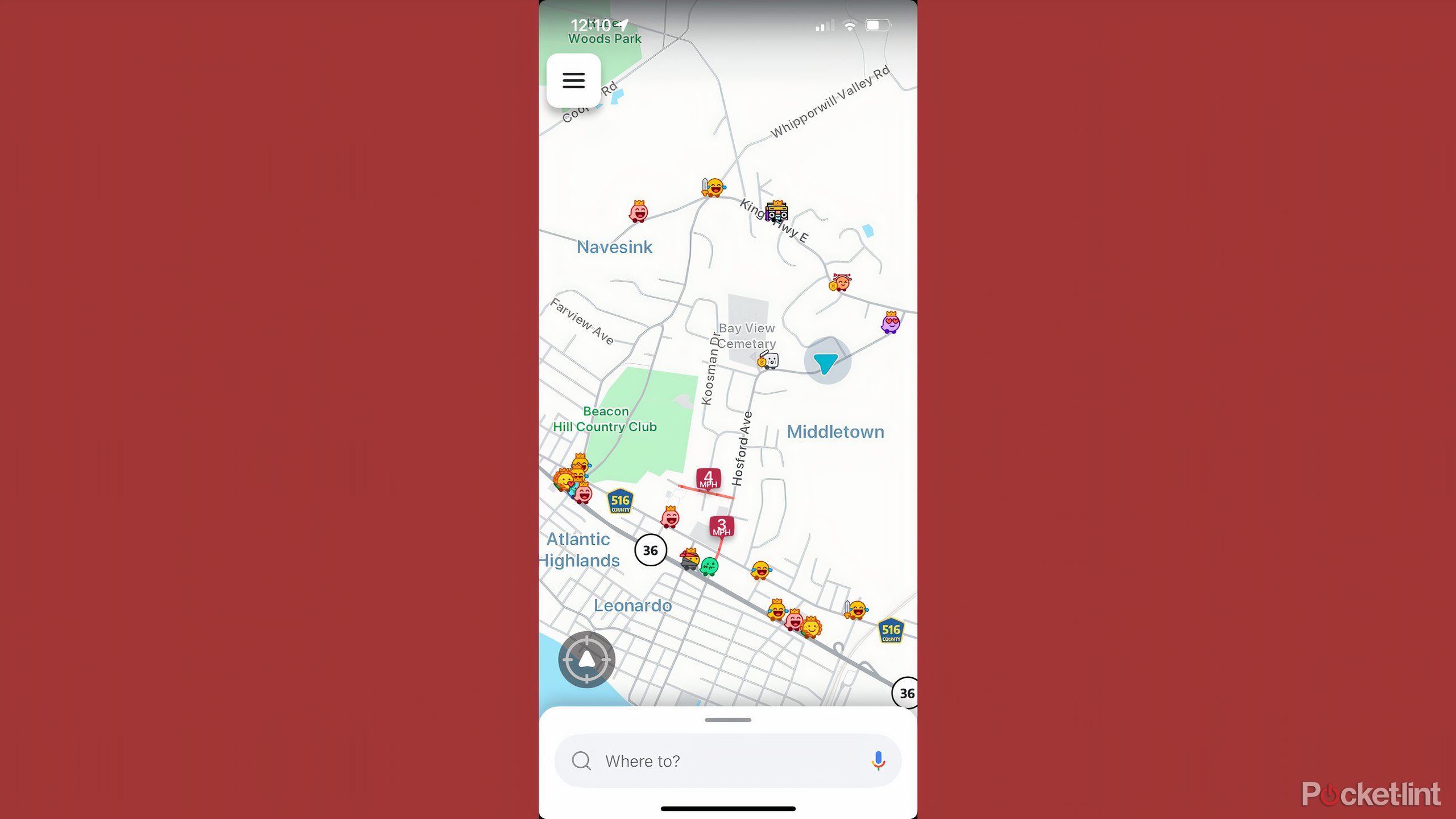 waze icons on a map in real time