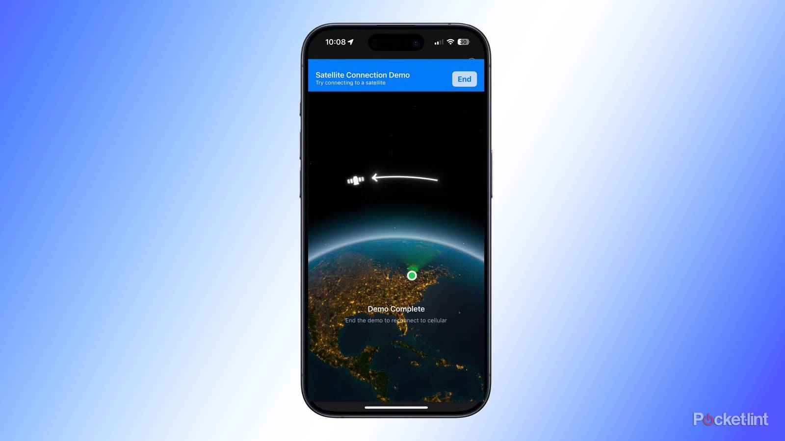 An iPhone demonstrating Messages via satellite.
