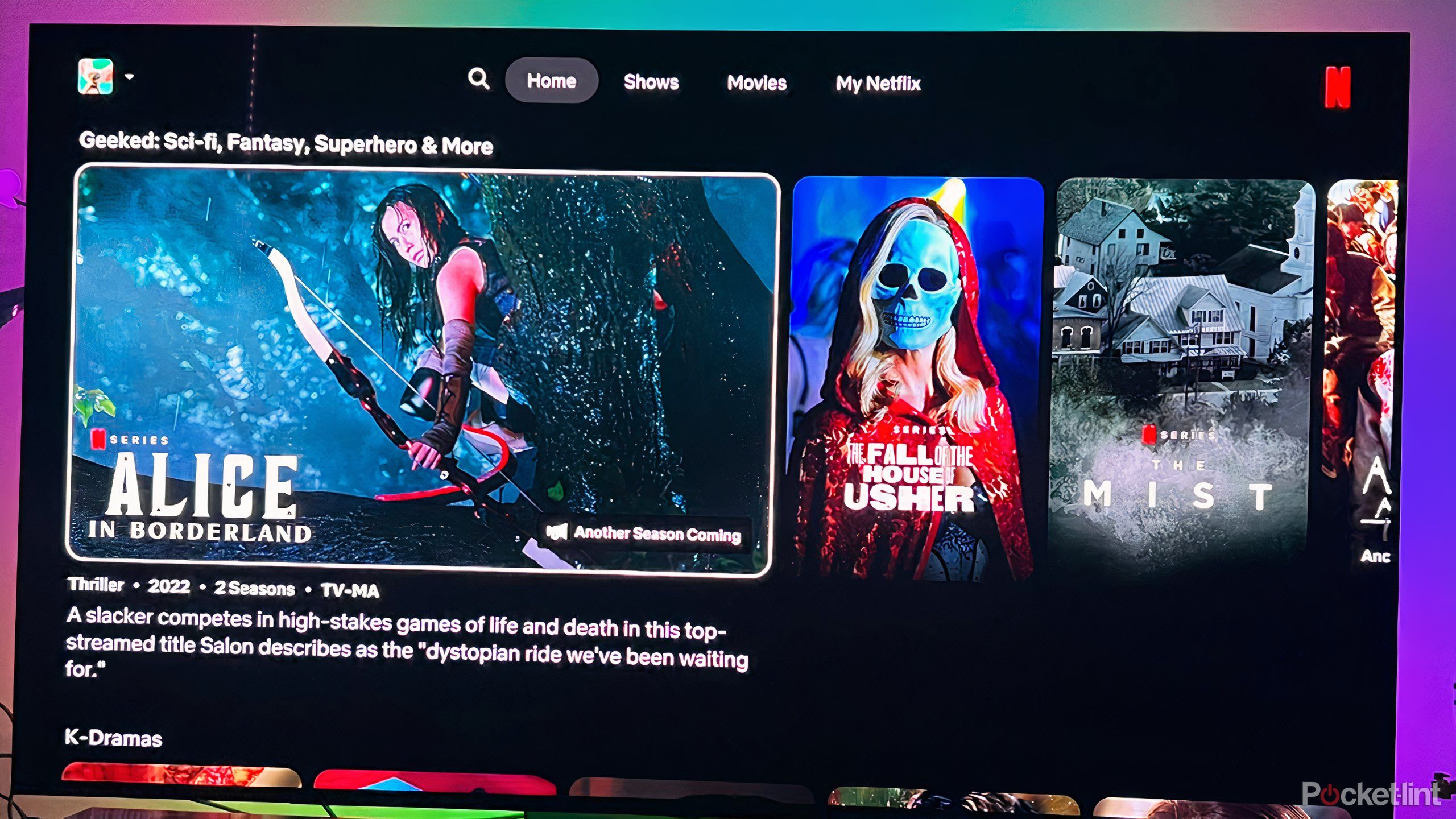 Netflix carousel on Samsung OLED TV