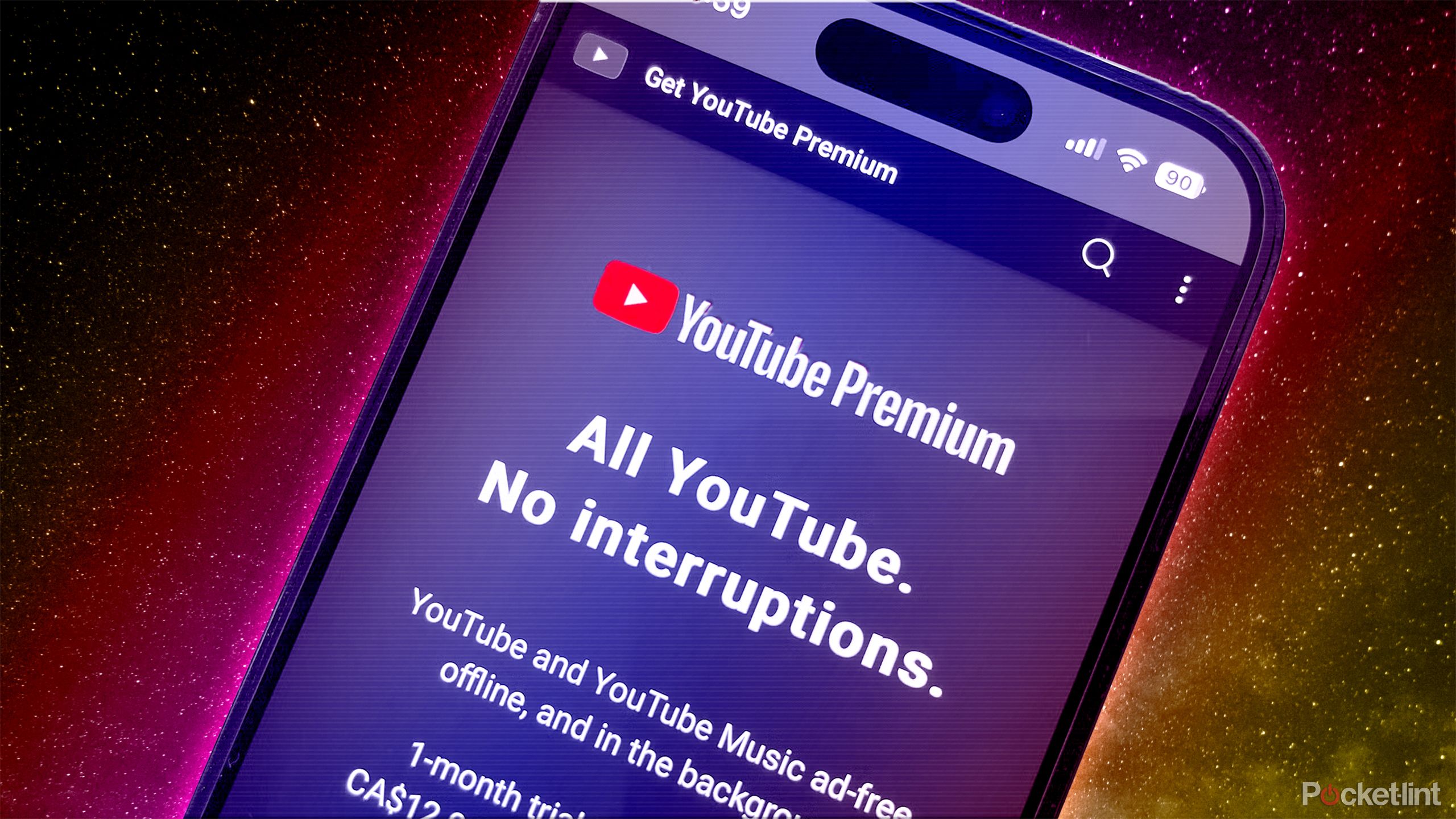 A rendering of YouTube premium on an iPhone. 