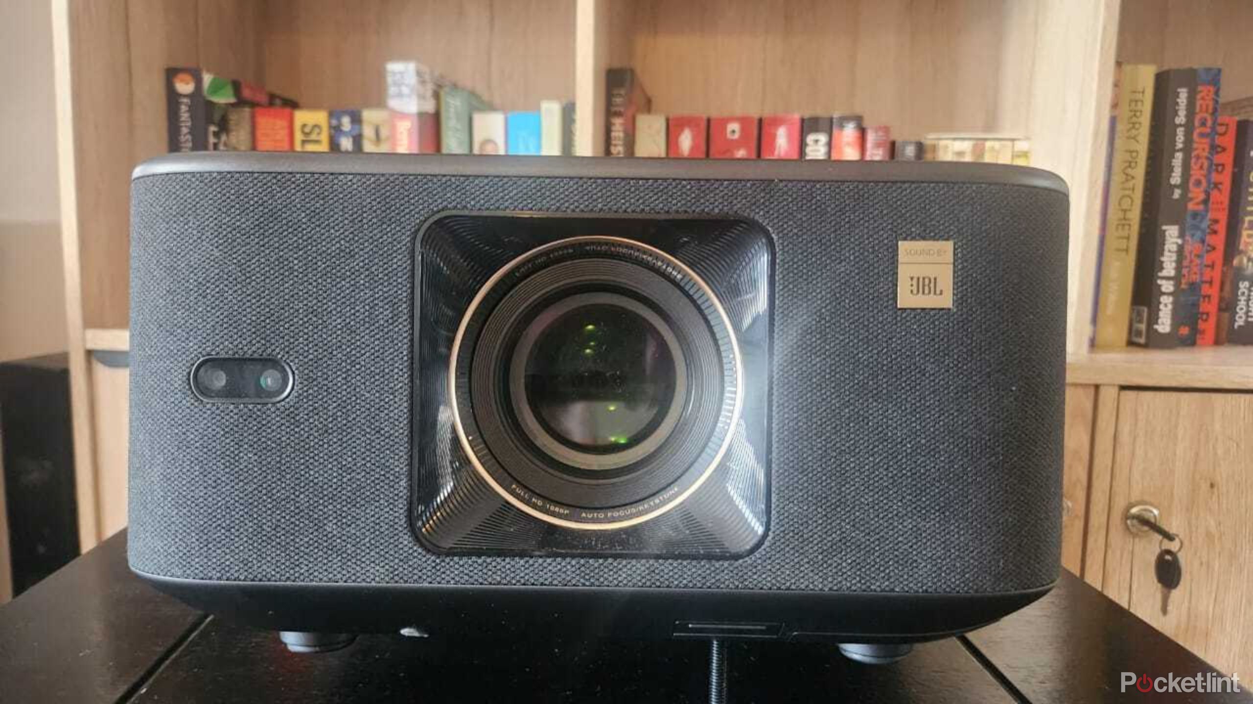 K3 projector from JBL facing the camera. 