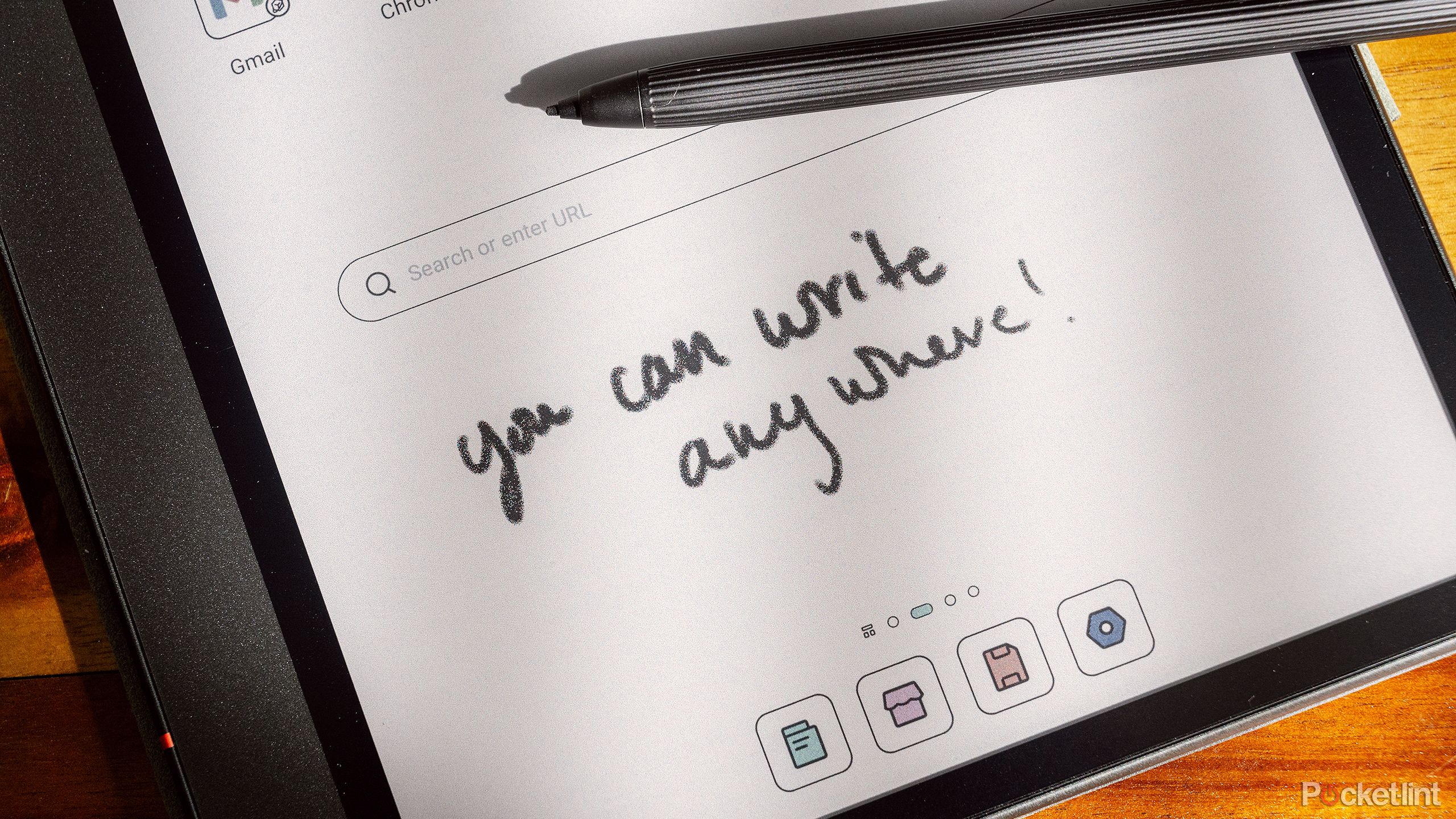 The Boox Stylus sits on the Note Air4 C tablet with a handwritten note on the display.