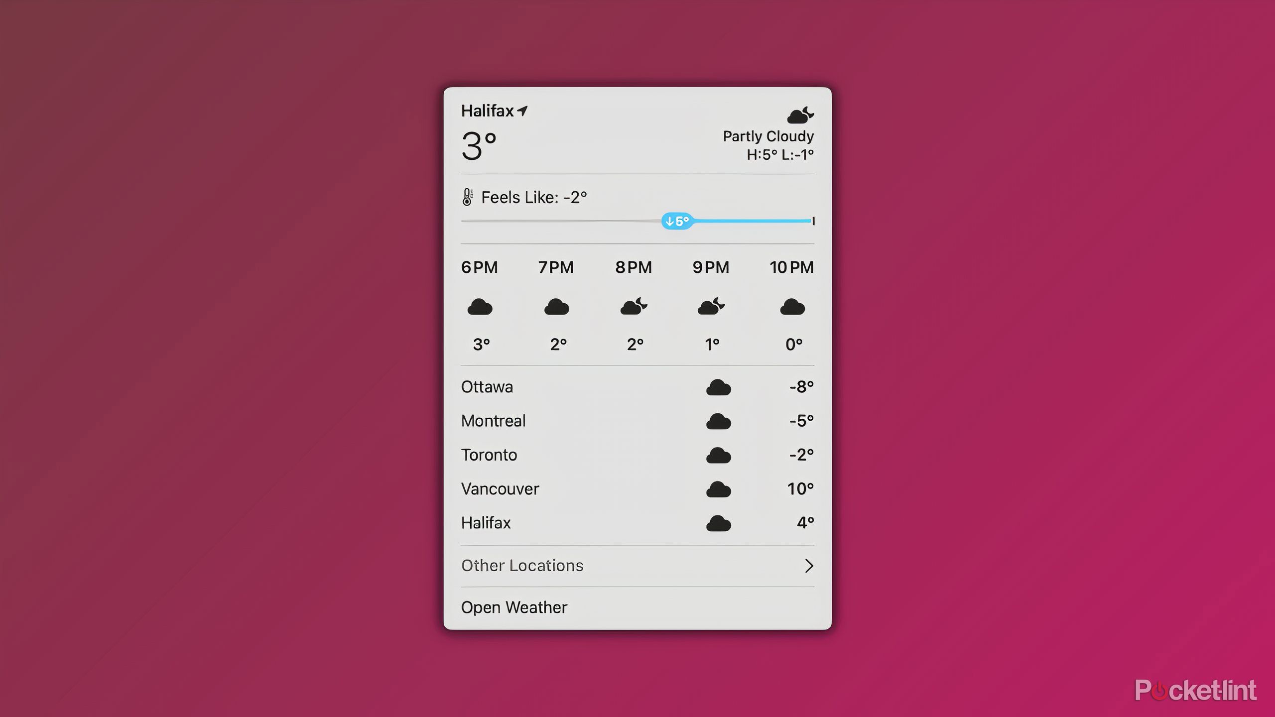 macOS 15.2 Sequoia weather widget in menu bar
