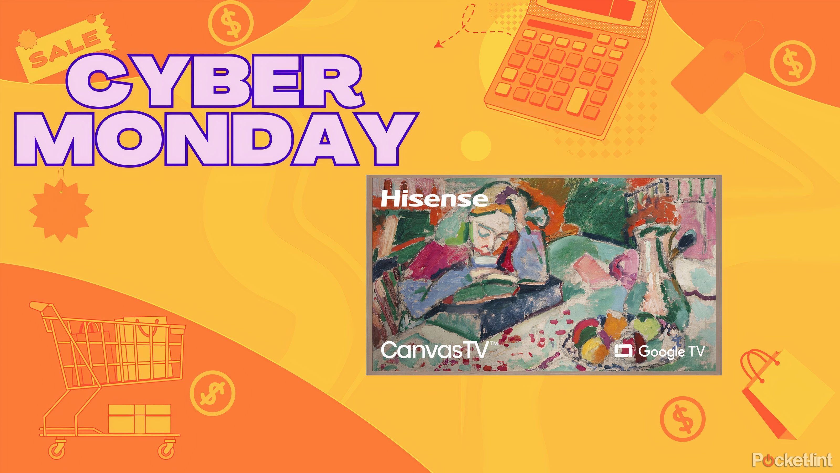 Cyber Monday banner with a Hisense TV image