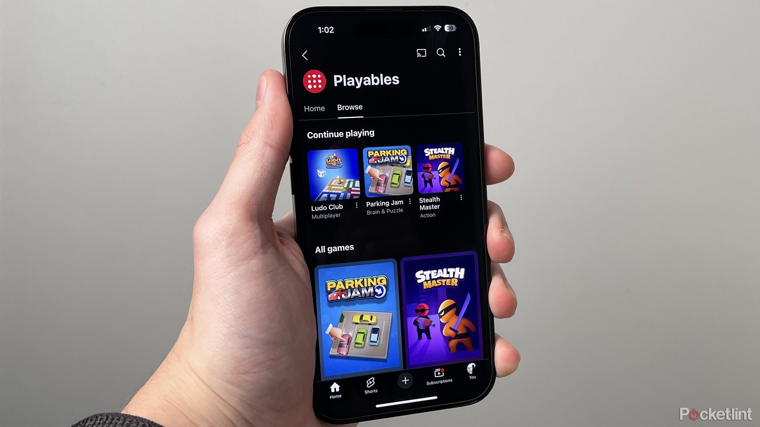 YouTube Playables on iPhone