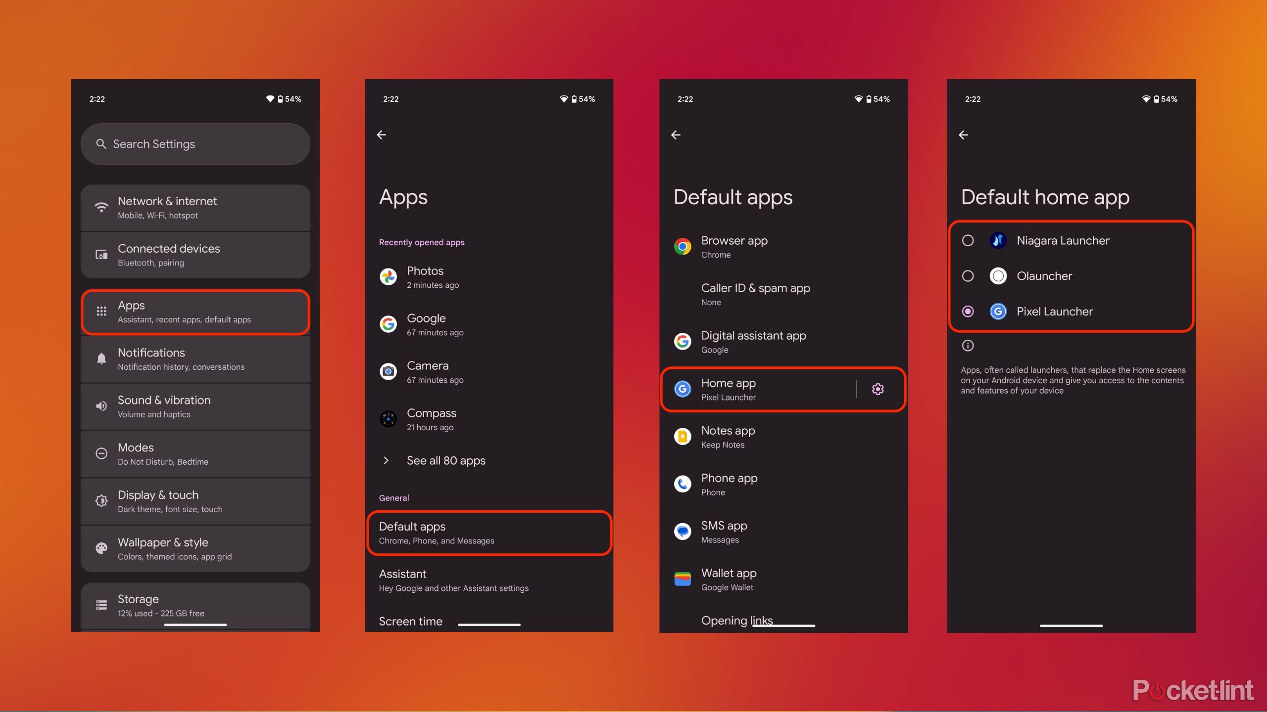 Android default home app