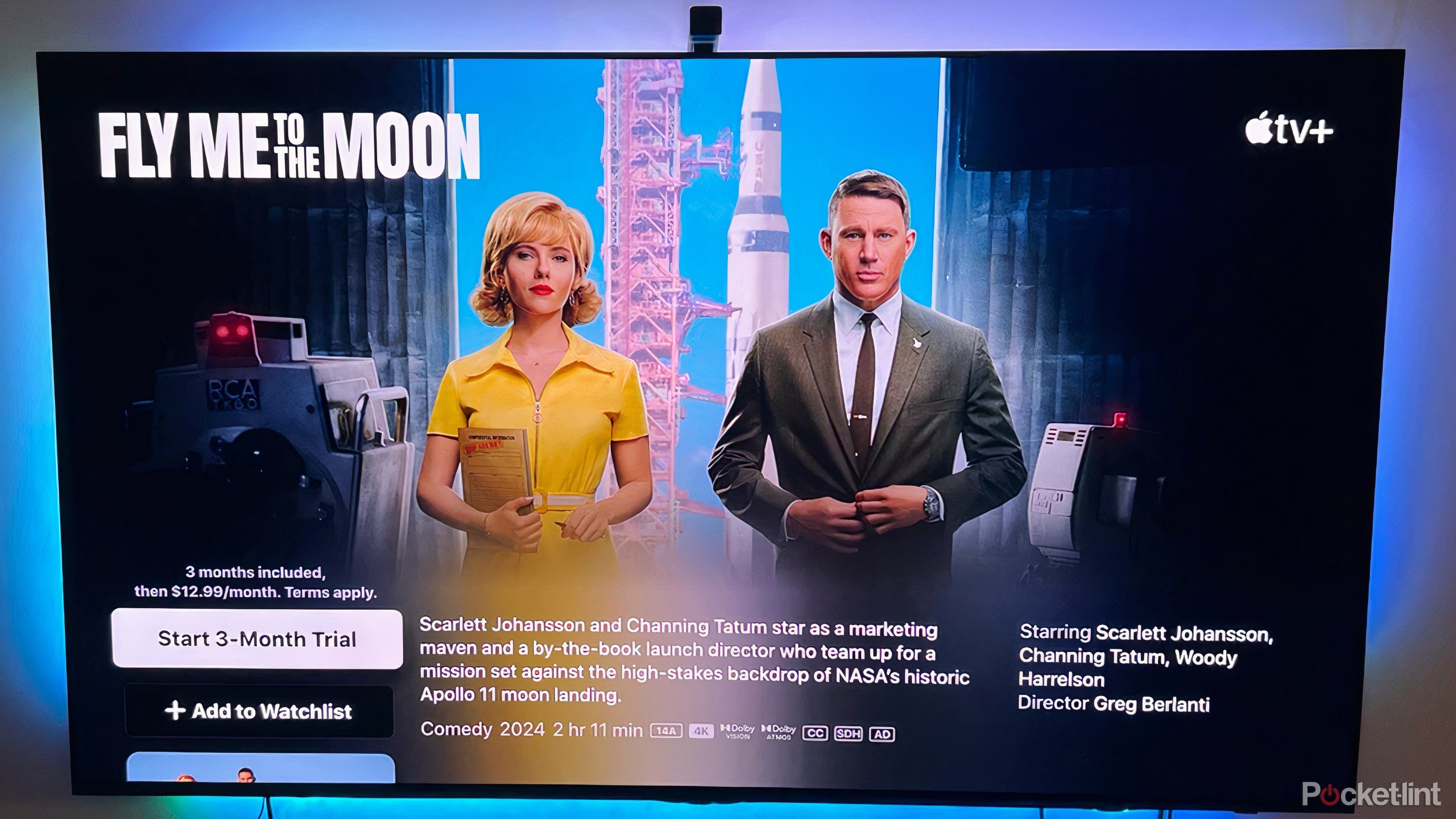 Free Trial offer for Apple TV+ over Fly Me to the Moon movie banner