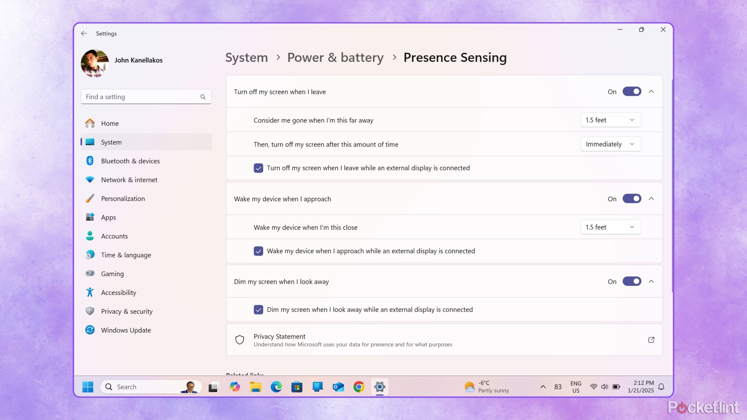 Dell XPS 13 presence sensing