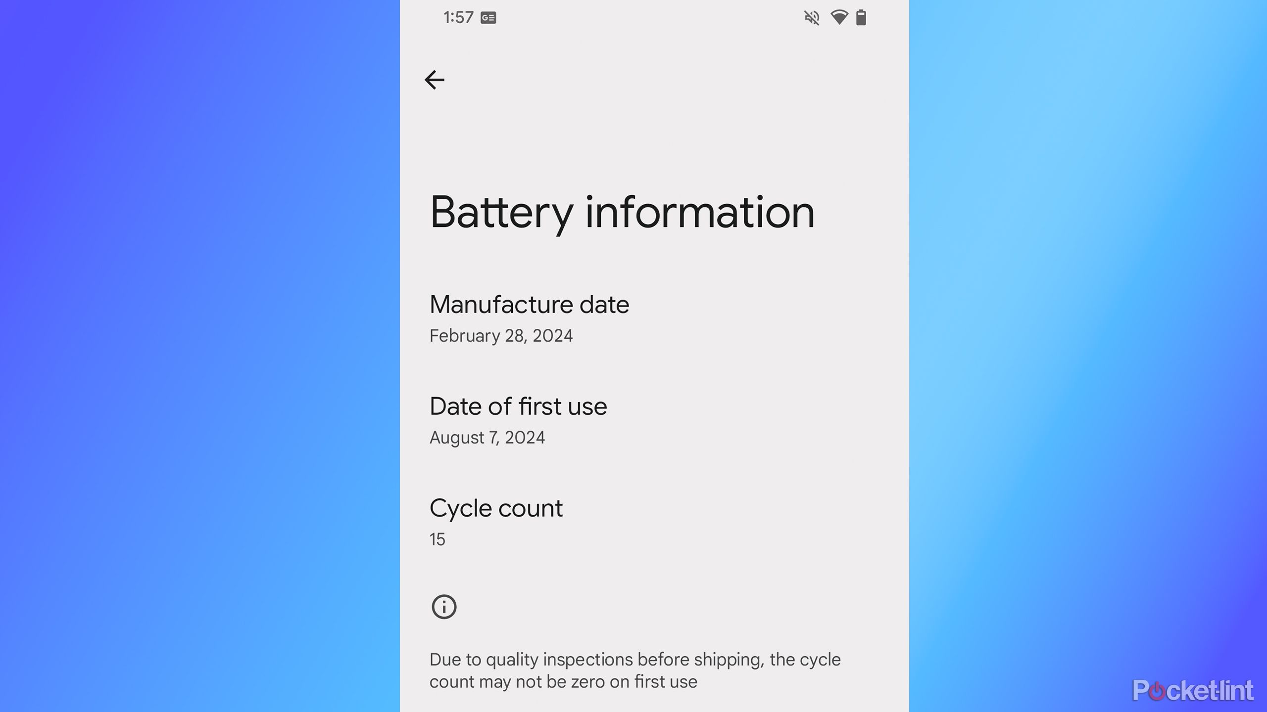 Pixel 8a battery cycle count