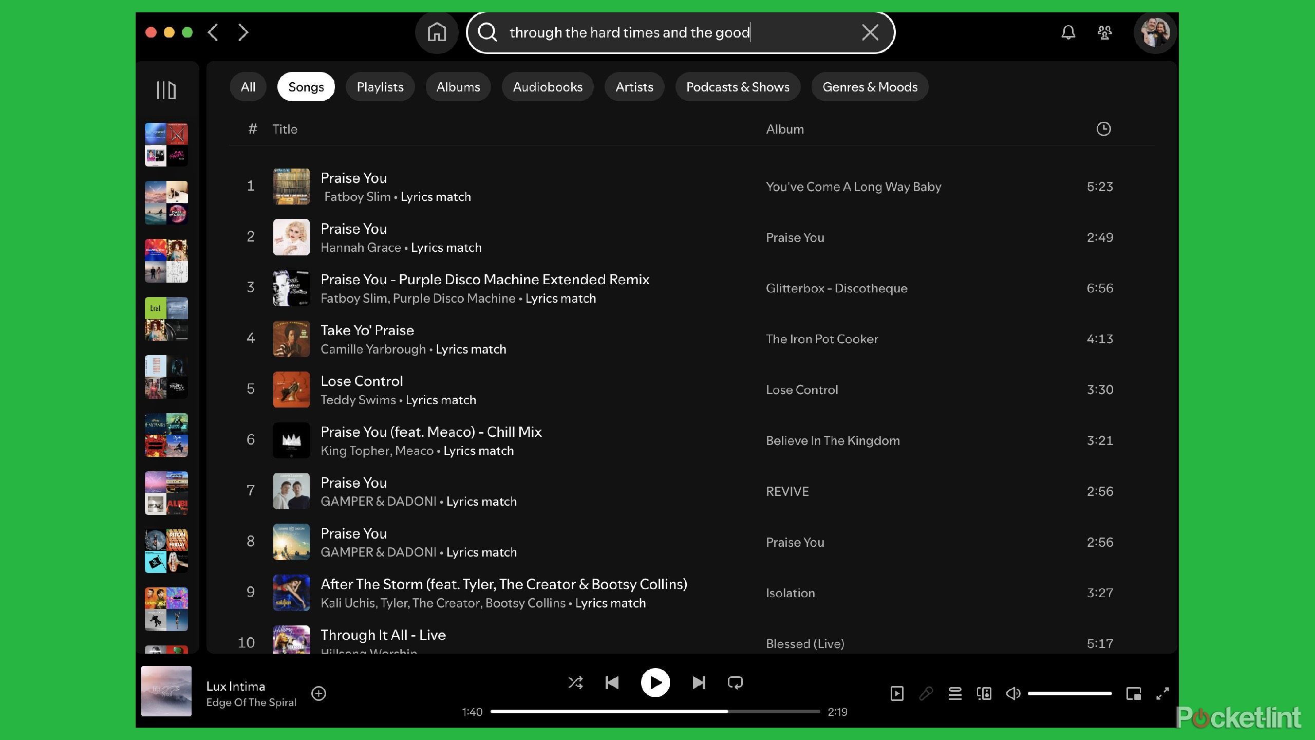 Spotify search lyrics