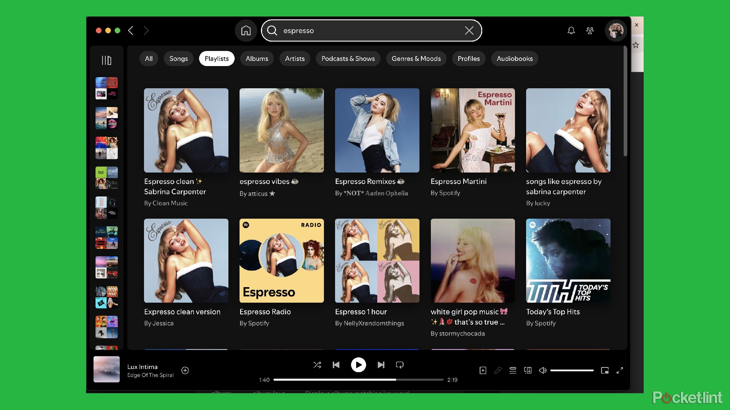 Spotify search by playlists. 