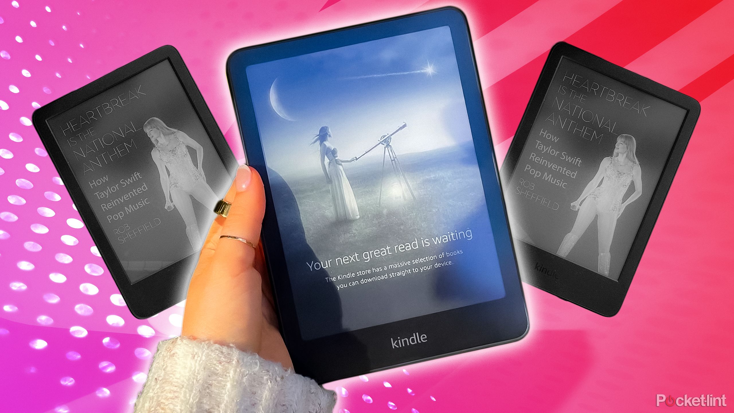 A woman's hand holding a Kindle Paperwhite 2024. 