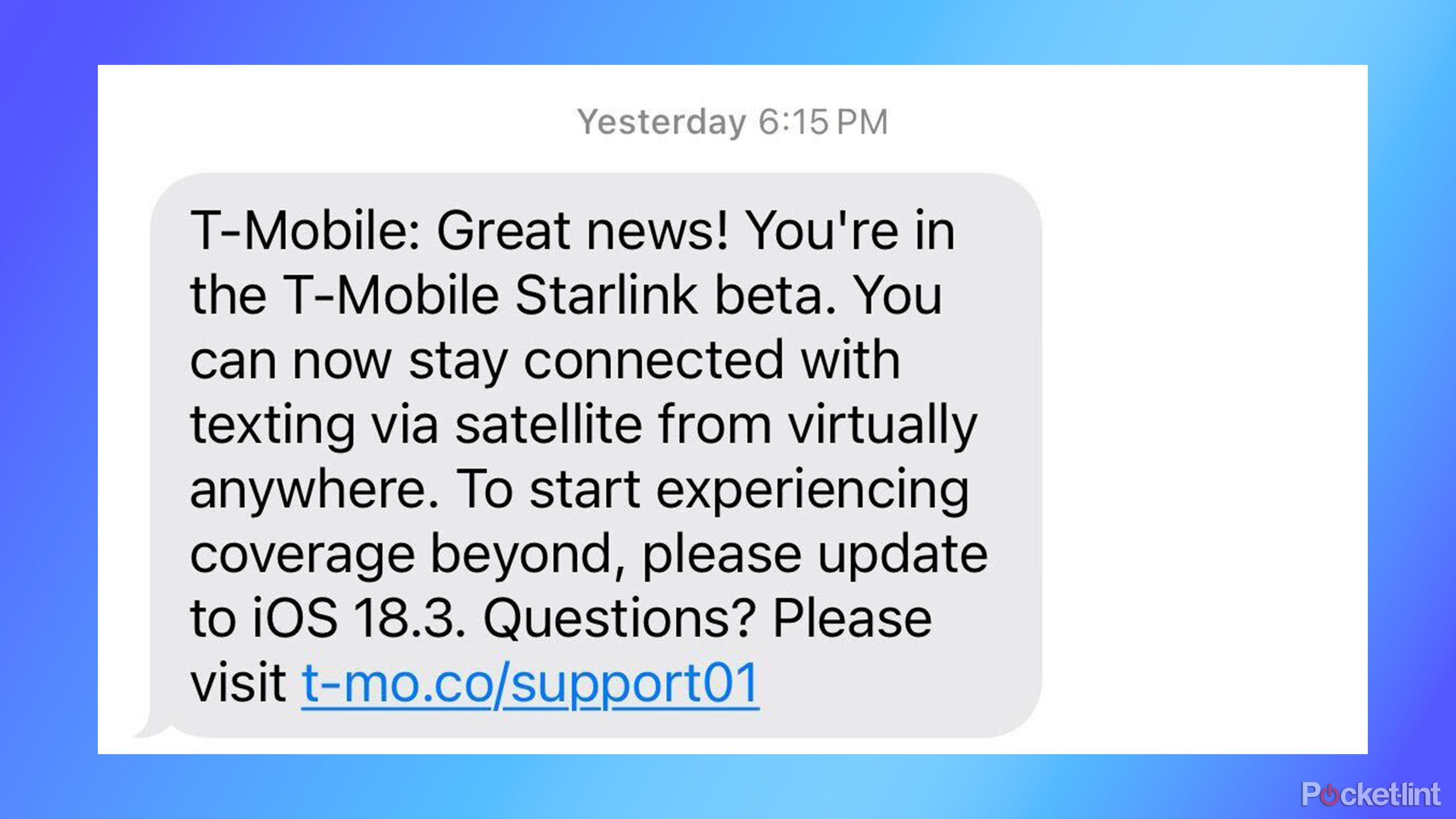 T-Mobile Starlink beta text