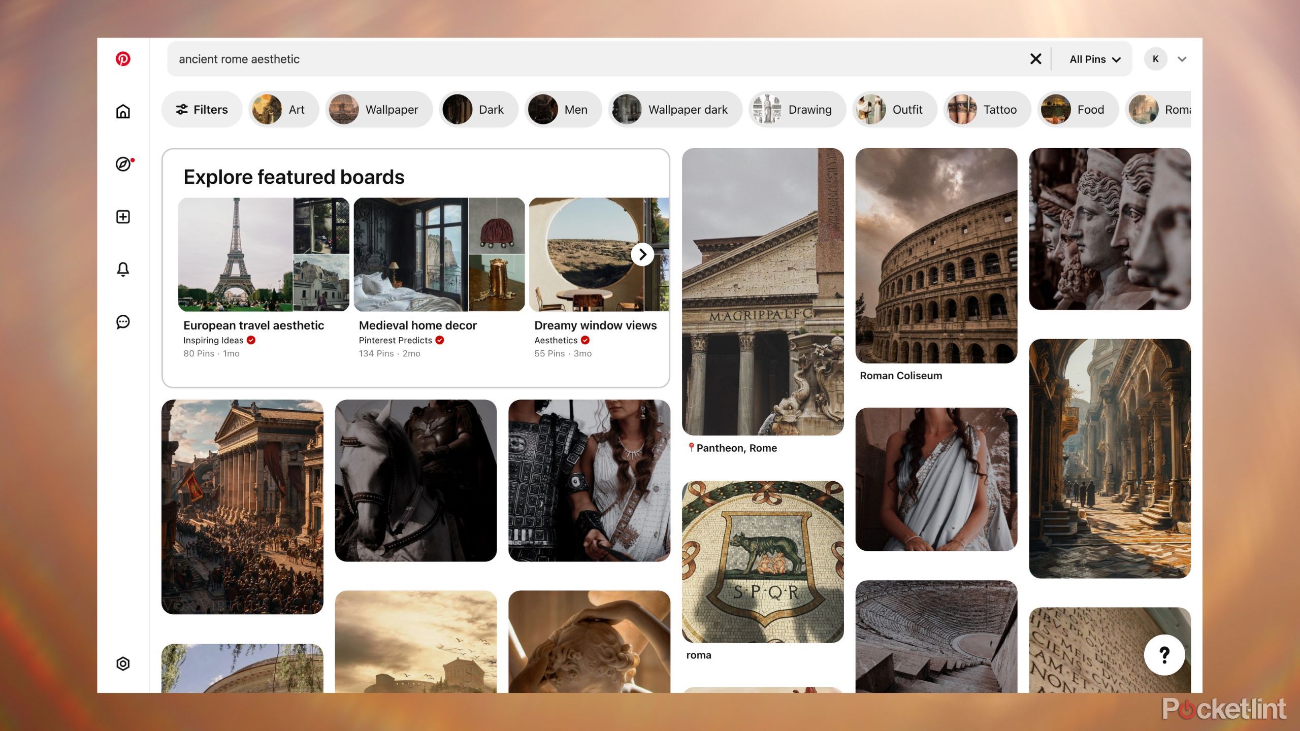 Search results for ancient Rome aesthetic on Pinterest. 