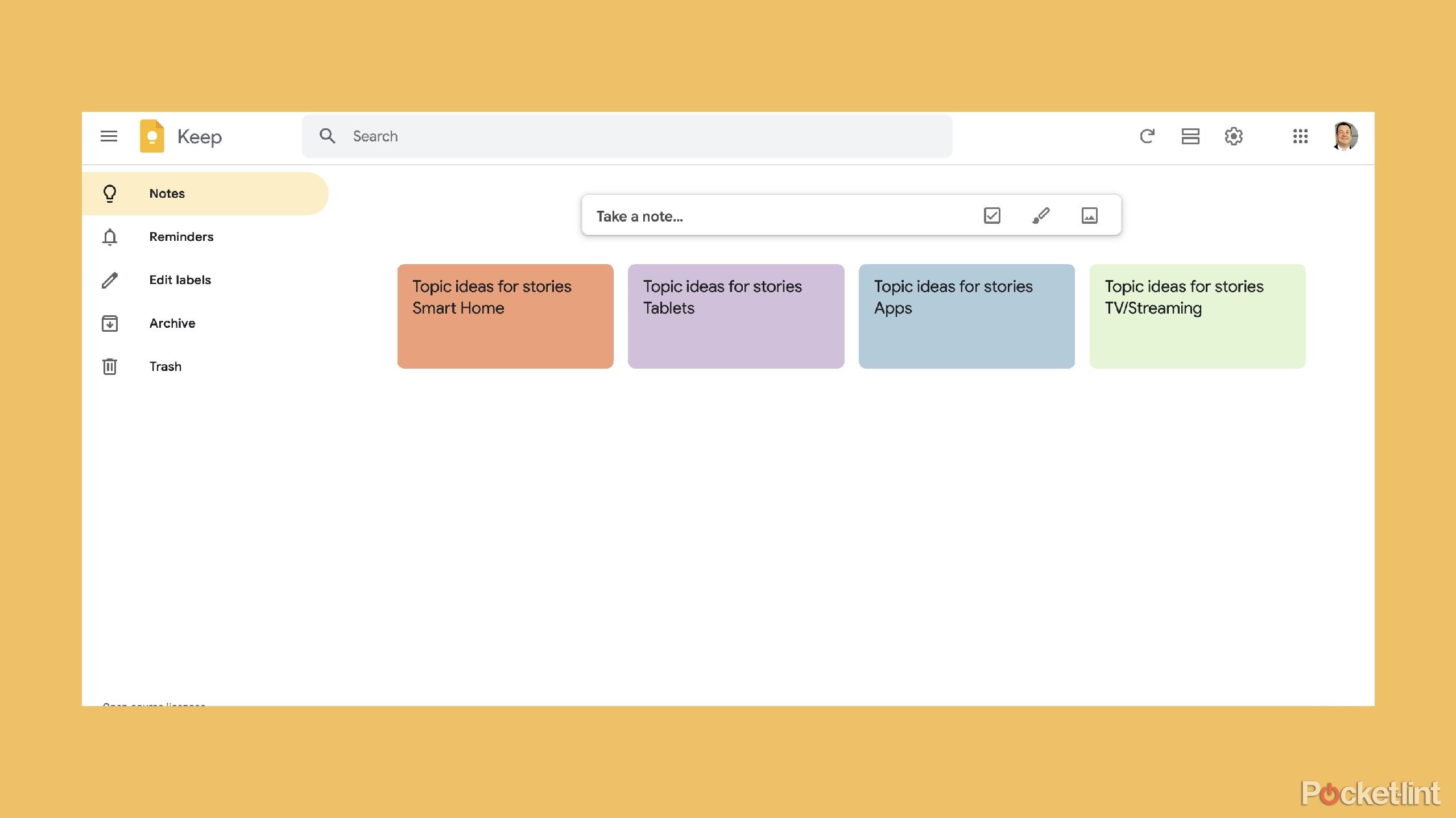 Color coding notes in google keep. 