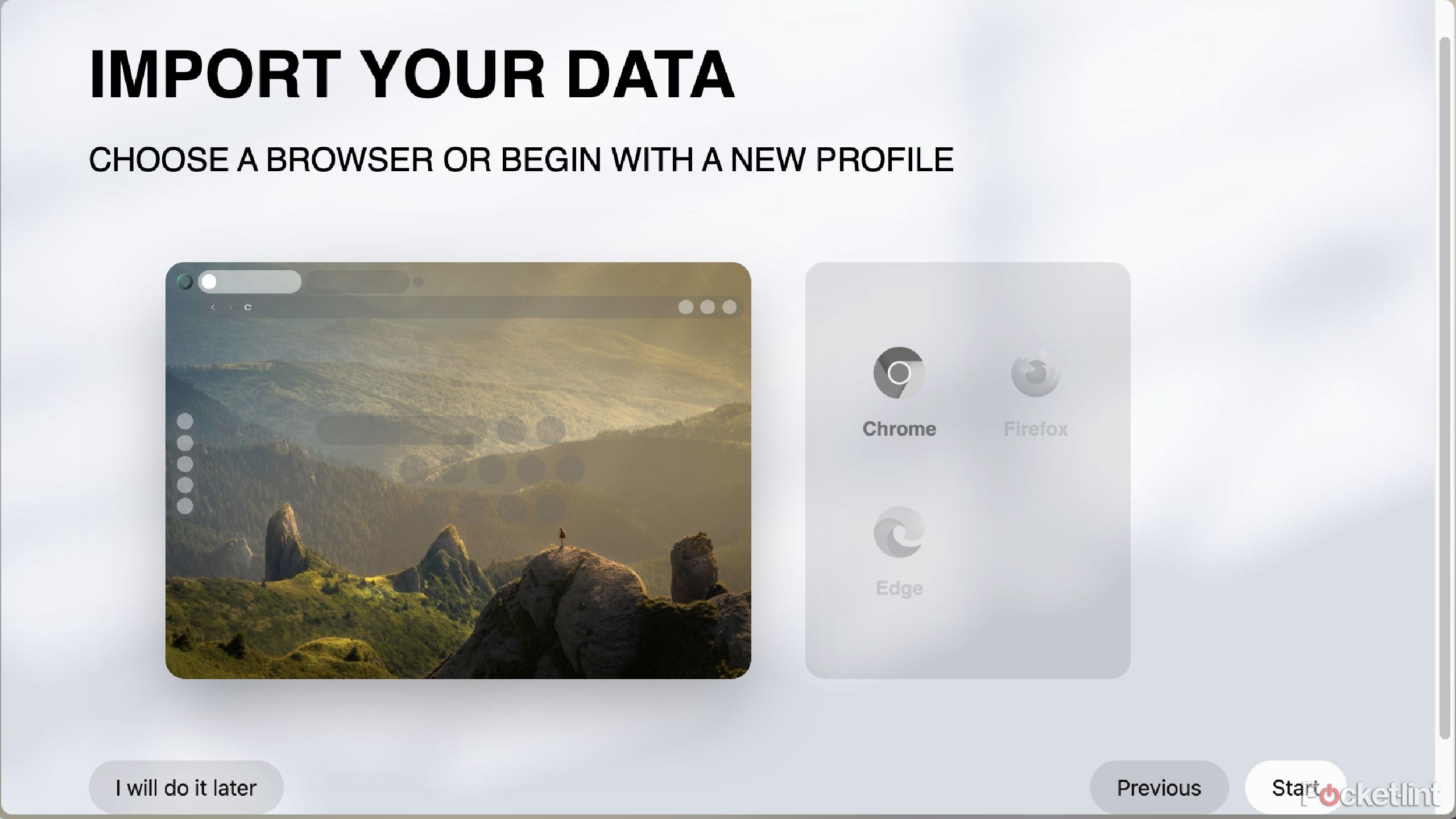 Opera Aair browser letting you import data. 