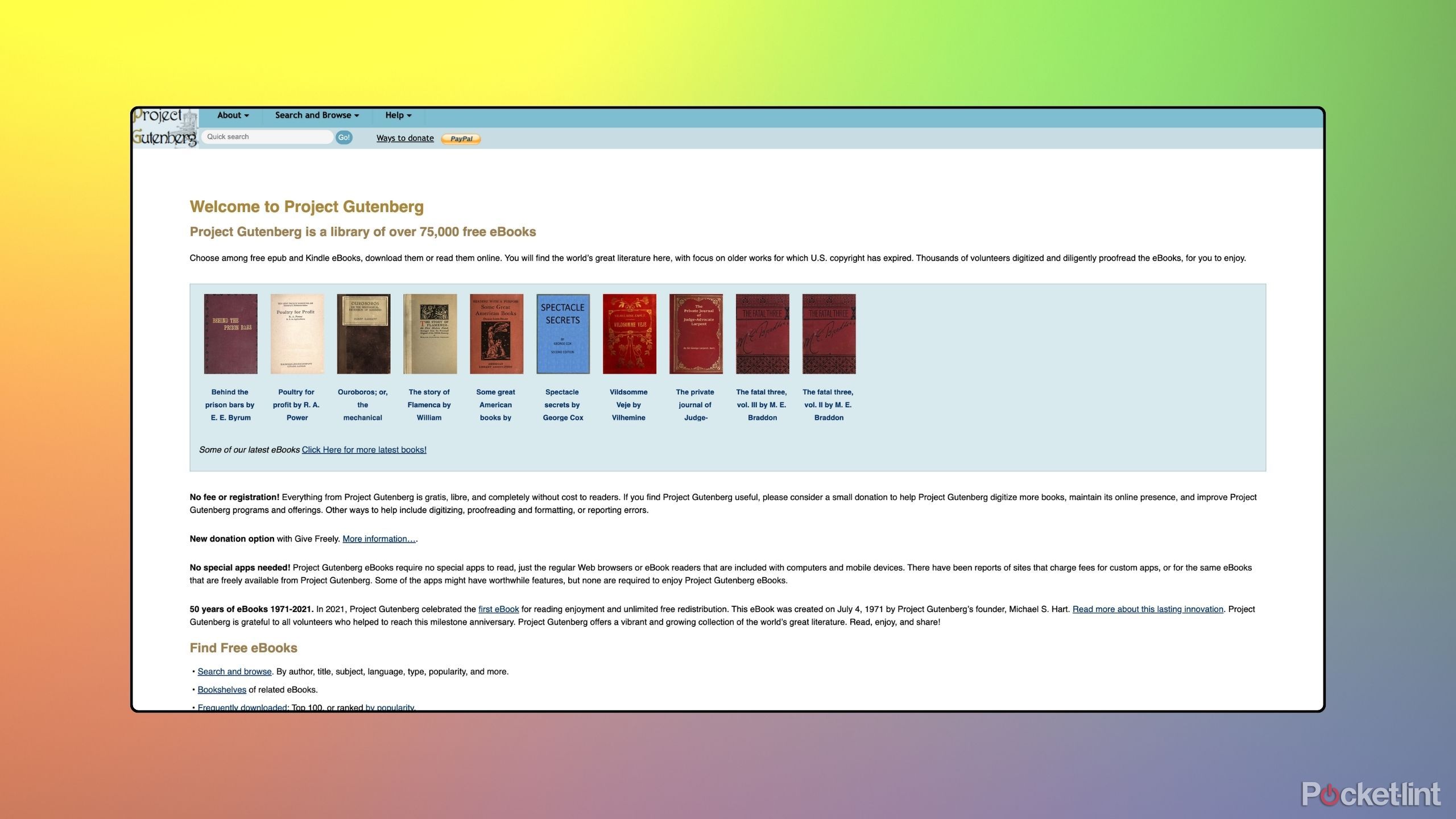 Project Gutenberg screenshot
