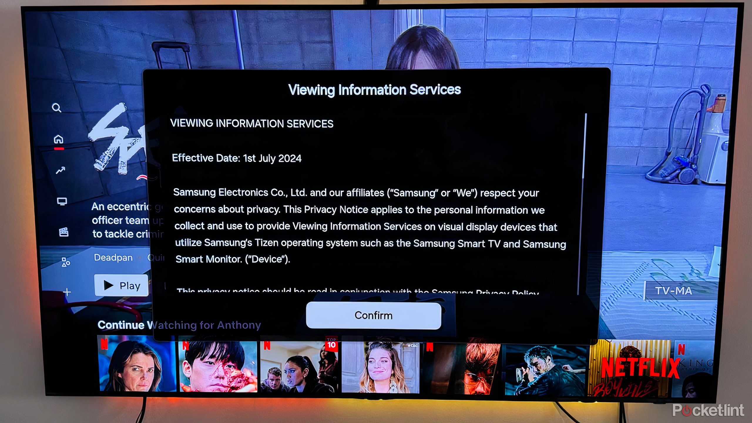 ACR settings on a Samsung TV.
