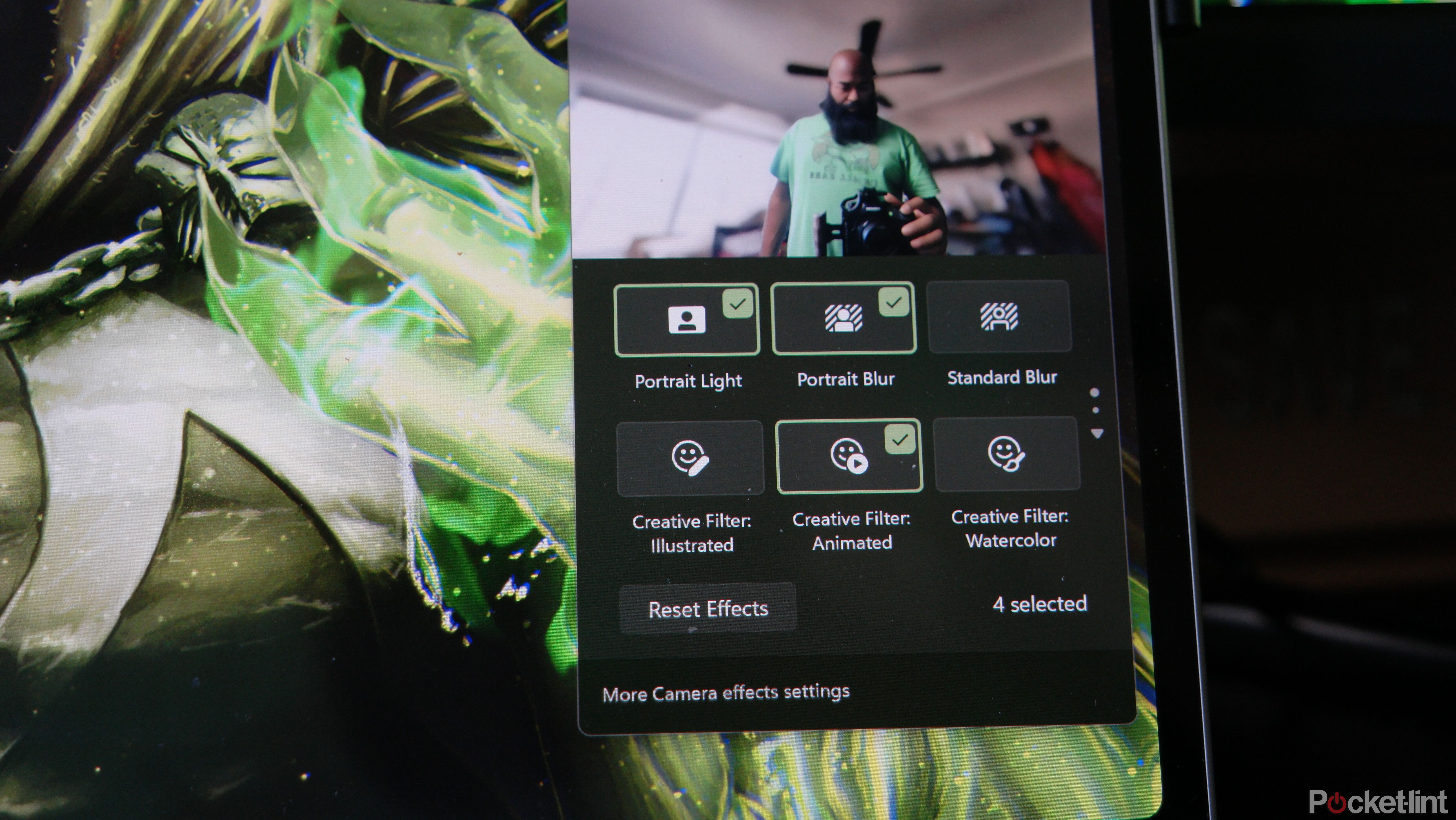 A Surface Pro 11 with CoPilot+'s studio effects settings. 