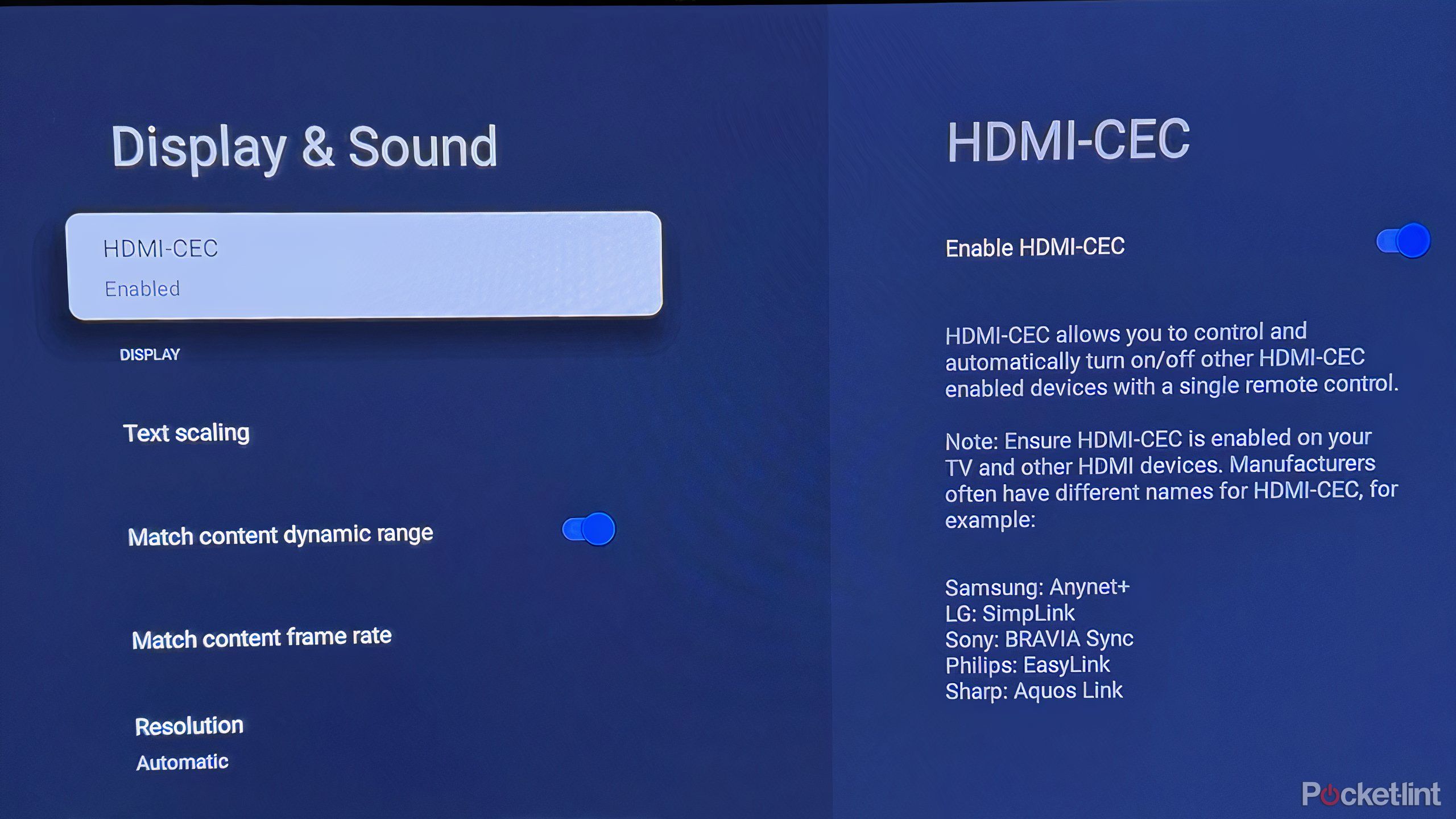 Display and sound settings including HDMI-CEC on Google TV Streamer