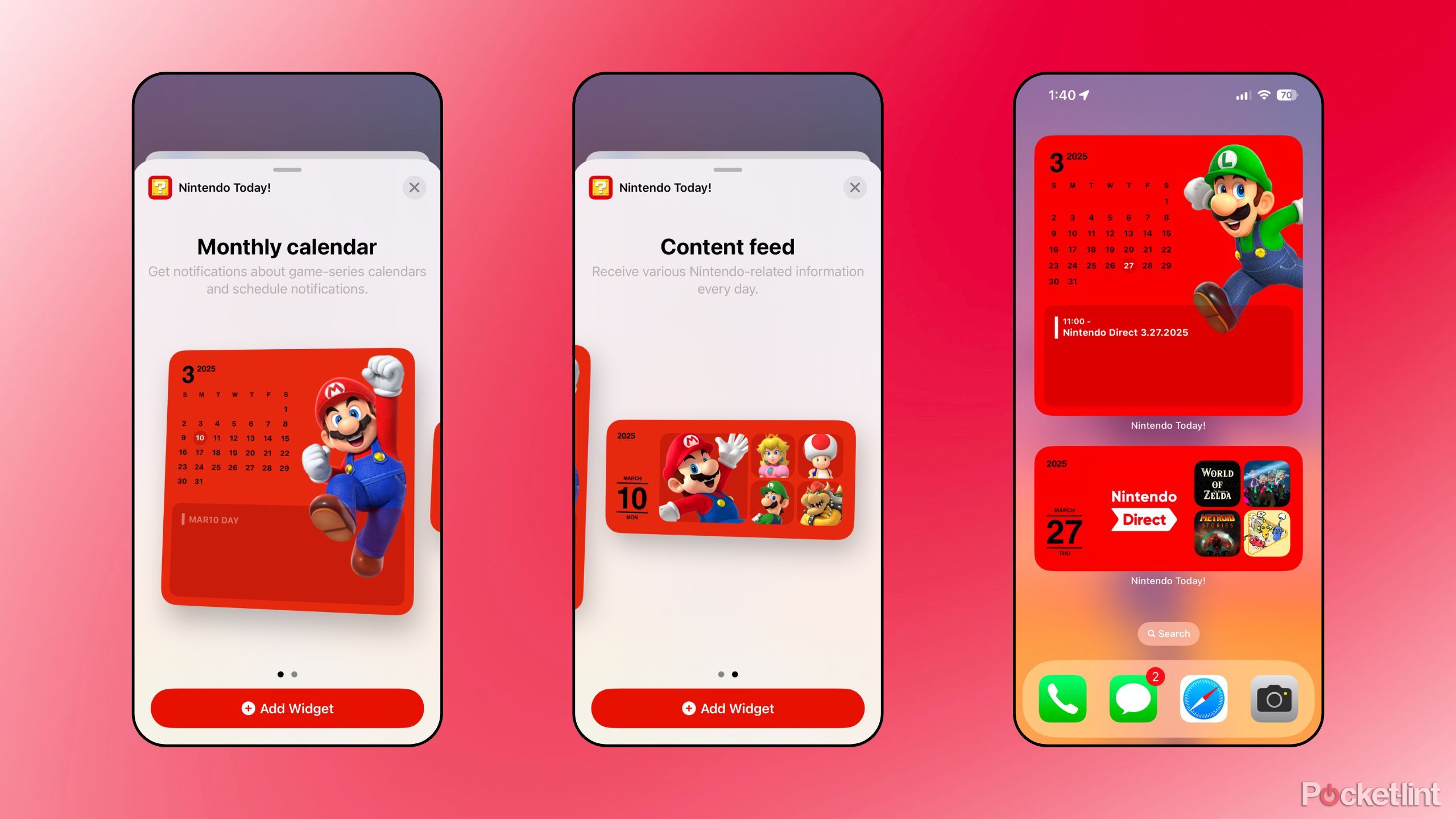 Home screen widgets screenshots