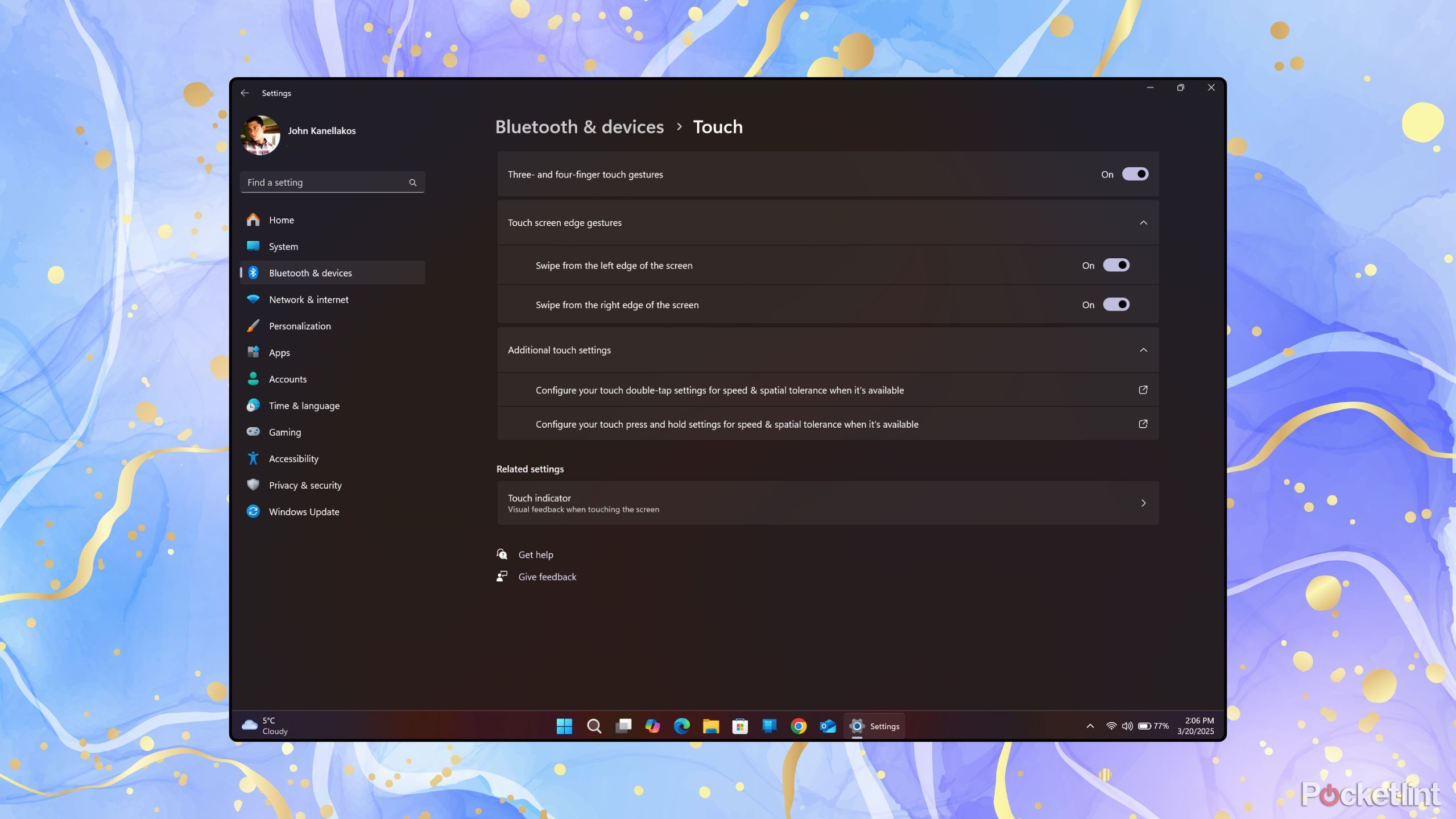 Windows 11 touch navigation