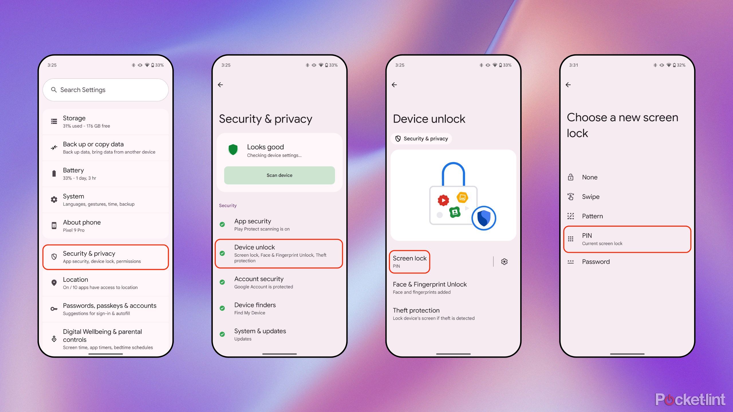 6-digit pin steps for Android