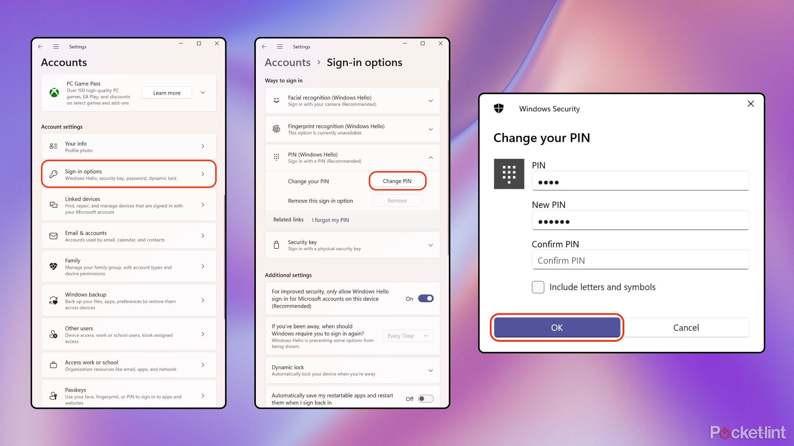 6-digit pin steps for Windows
