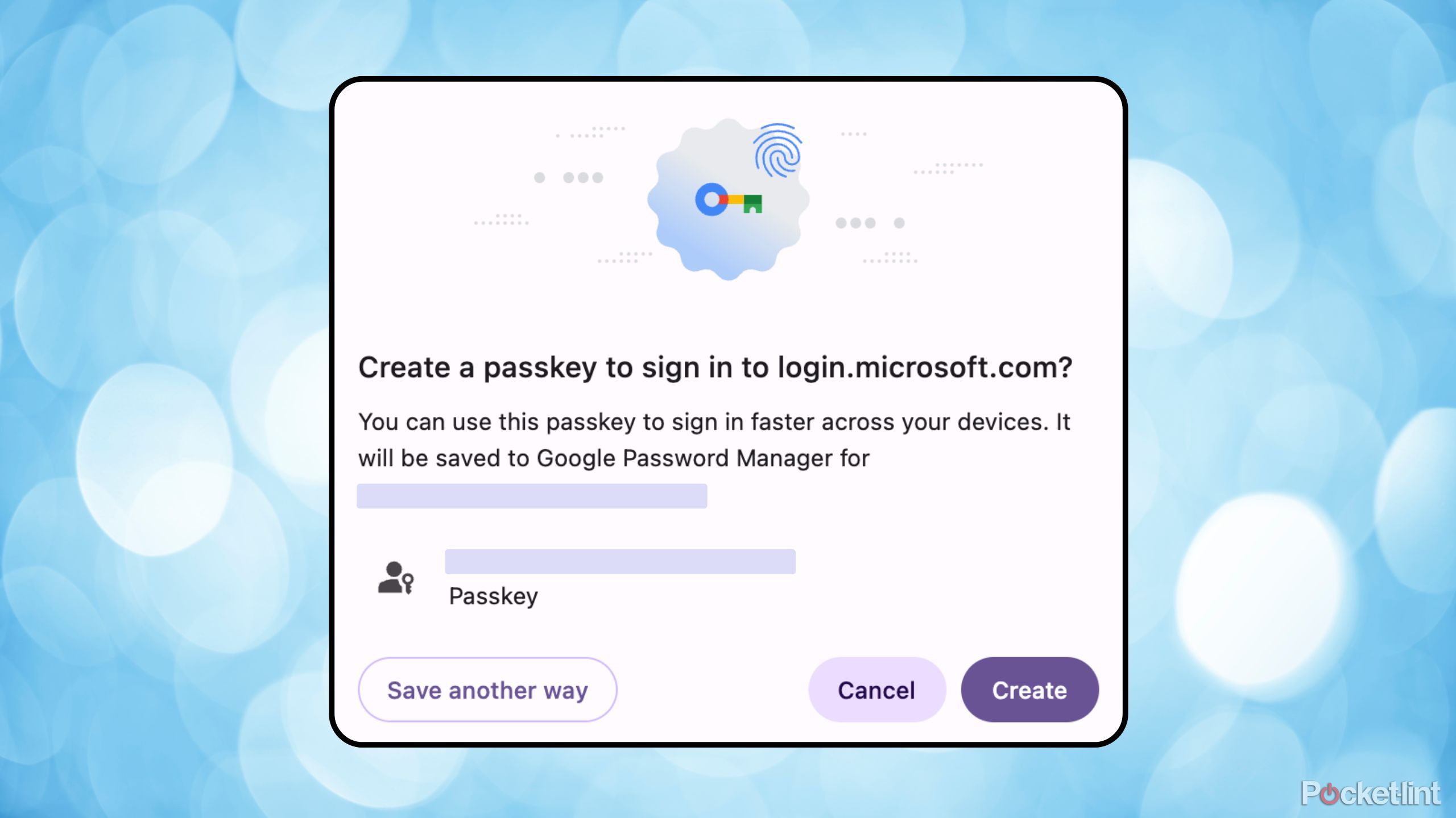 Google Chrome passkey creation screenshot