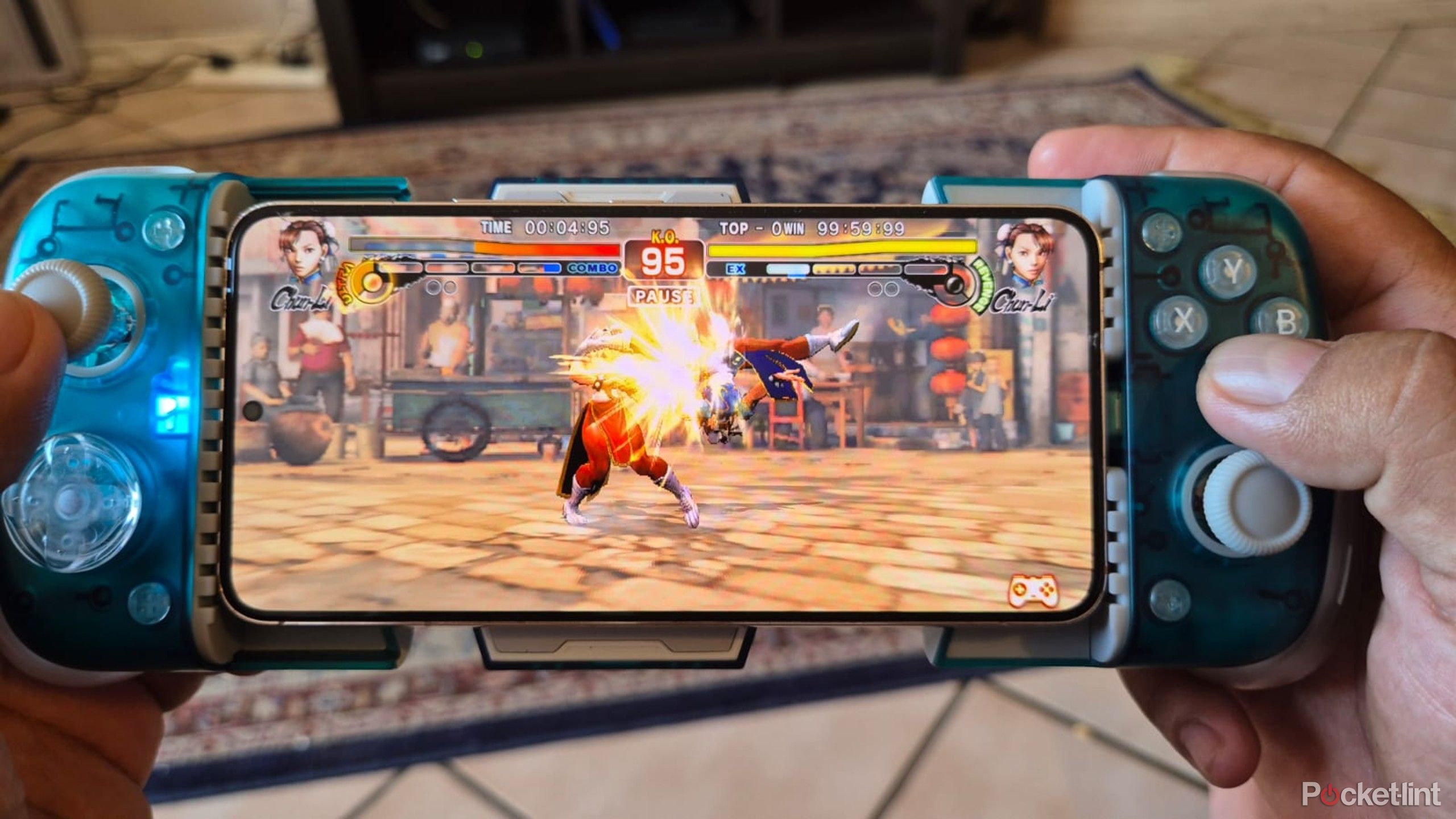 Streetfighter on a handheld and Galaxy S22. 