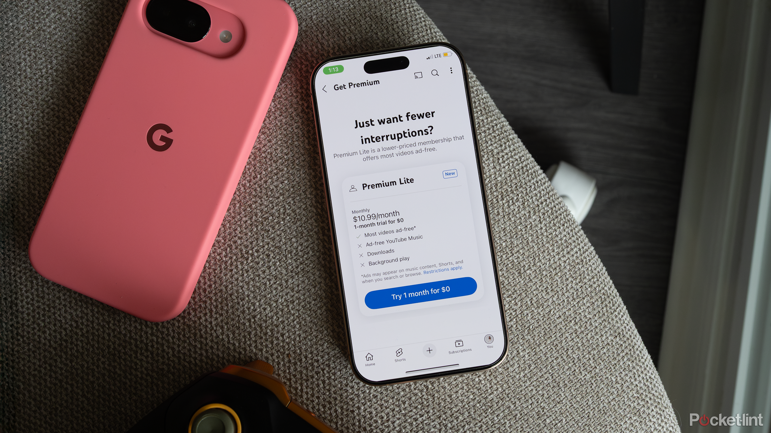 YouTube Lite Premium's subscription page on the iPhone 16 Pro 