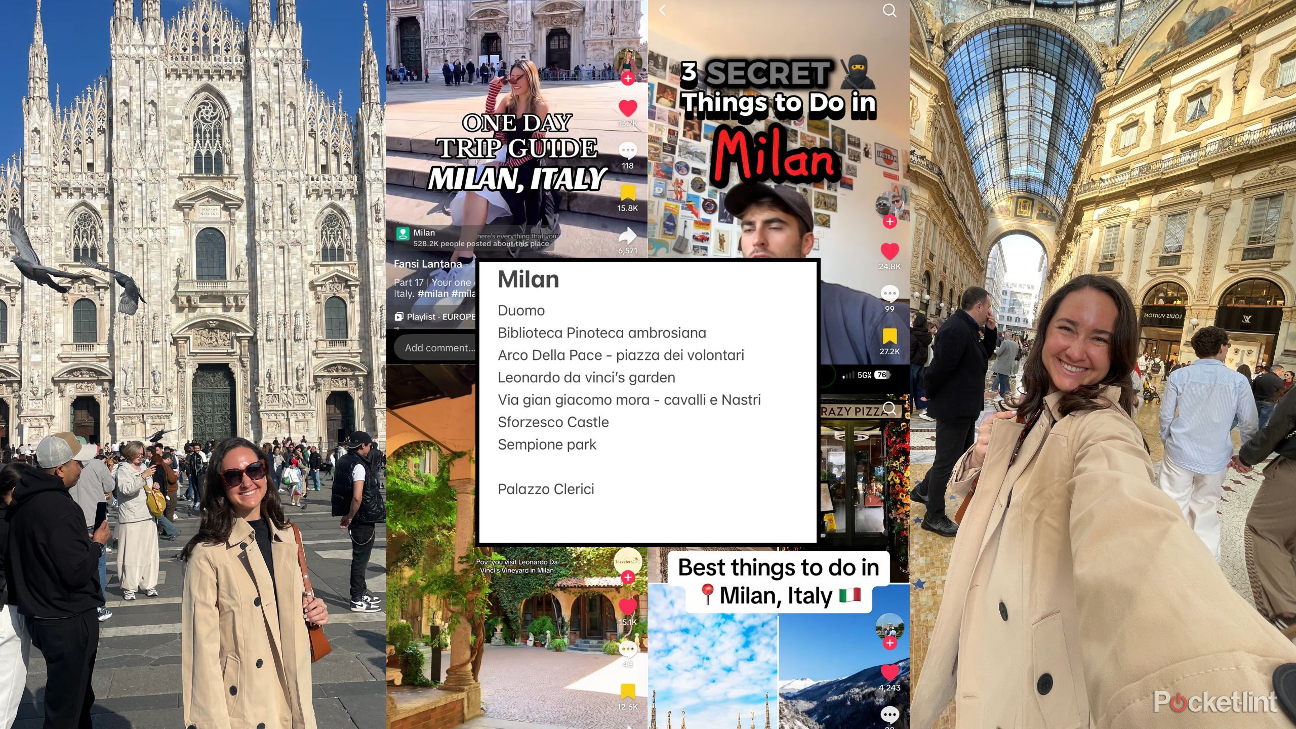 Kelsey sightseeing in Milan with TikTok references. 