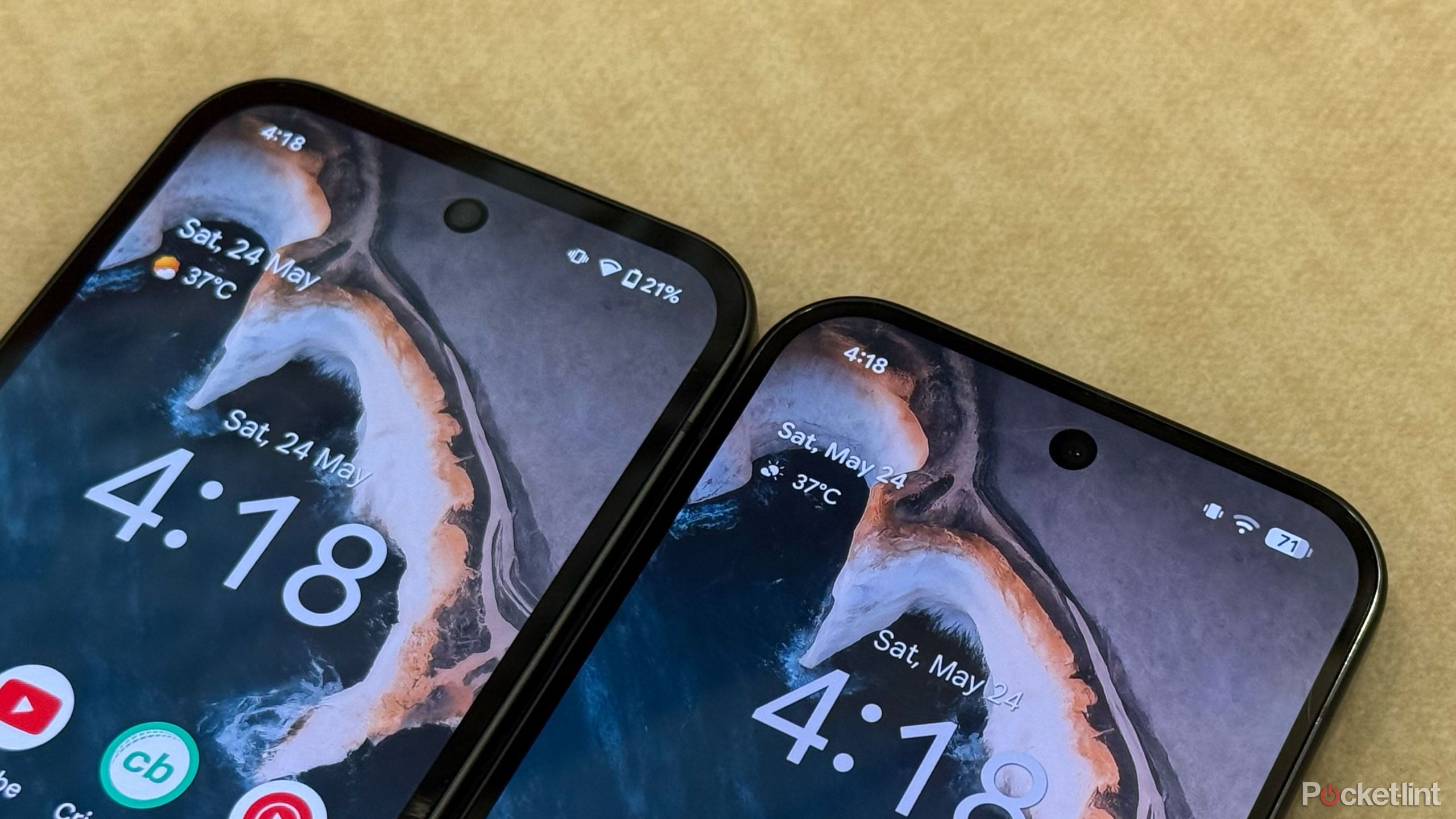 Status bar icons on Android 15 vs Android 16