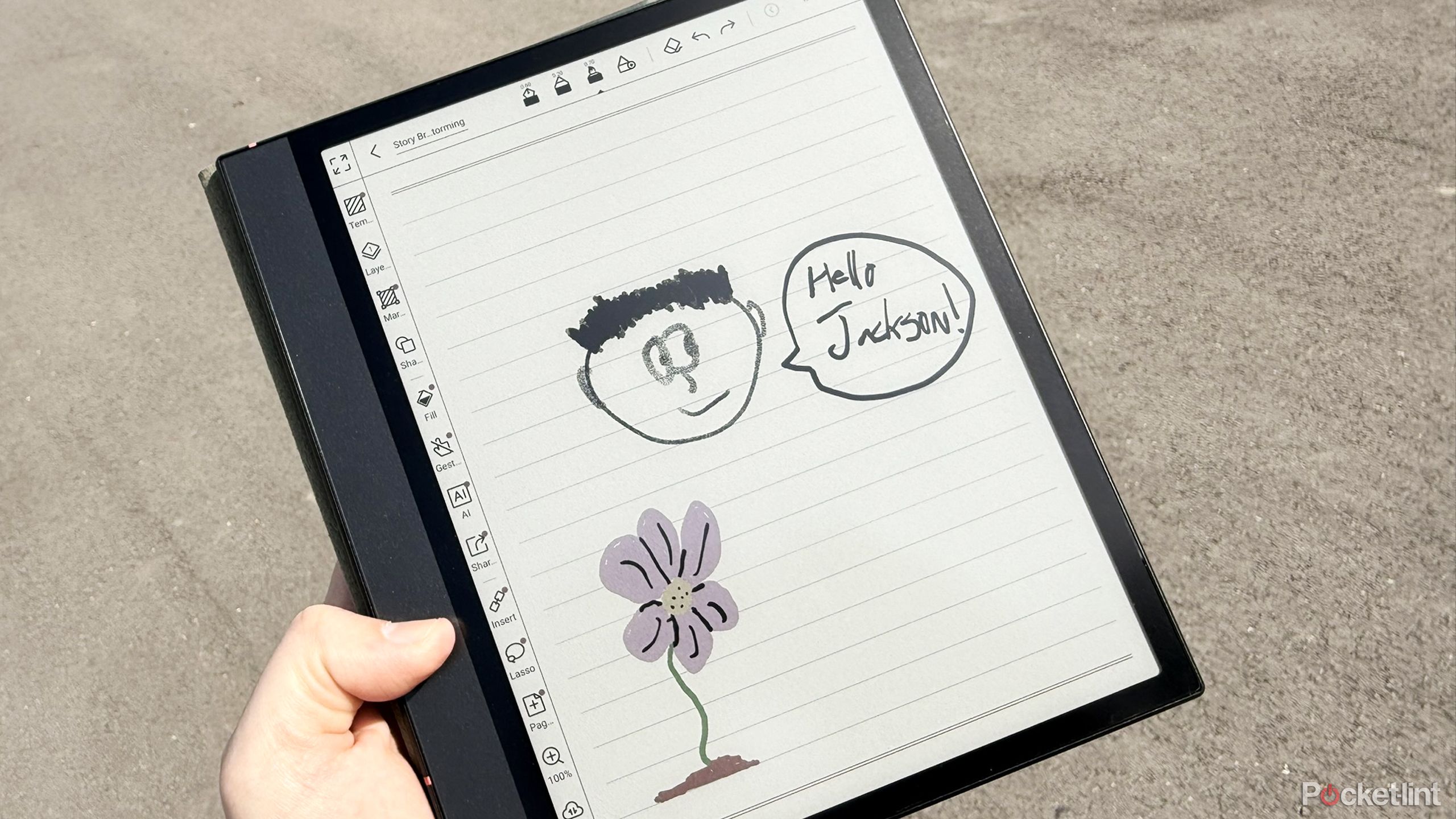 Sketching using the Boox Note Air4 C's built-in notetaking app.