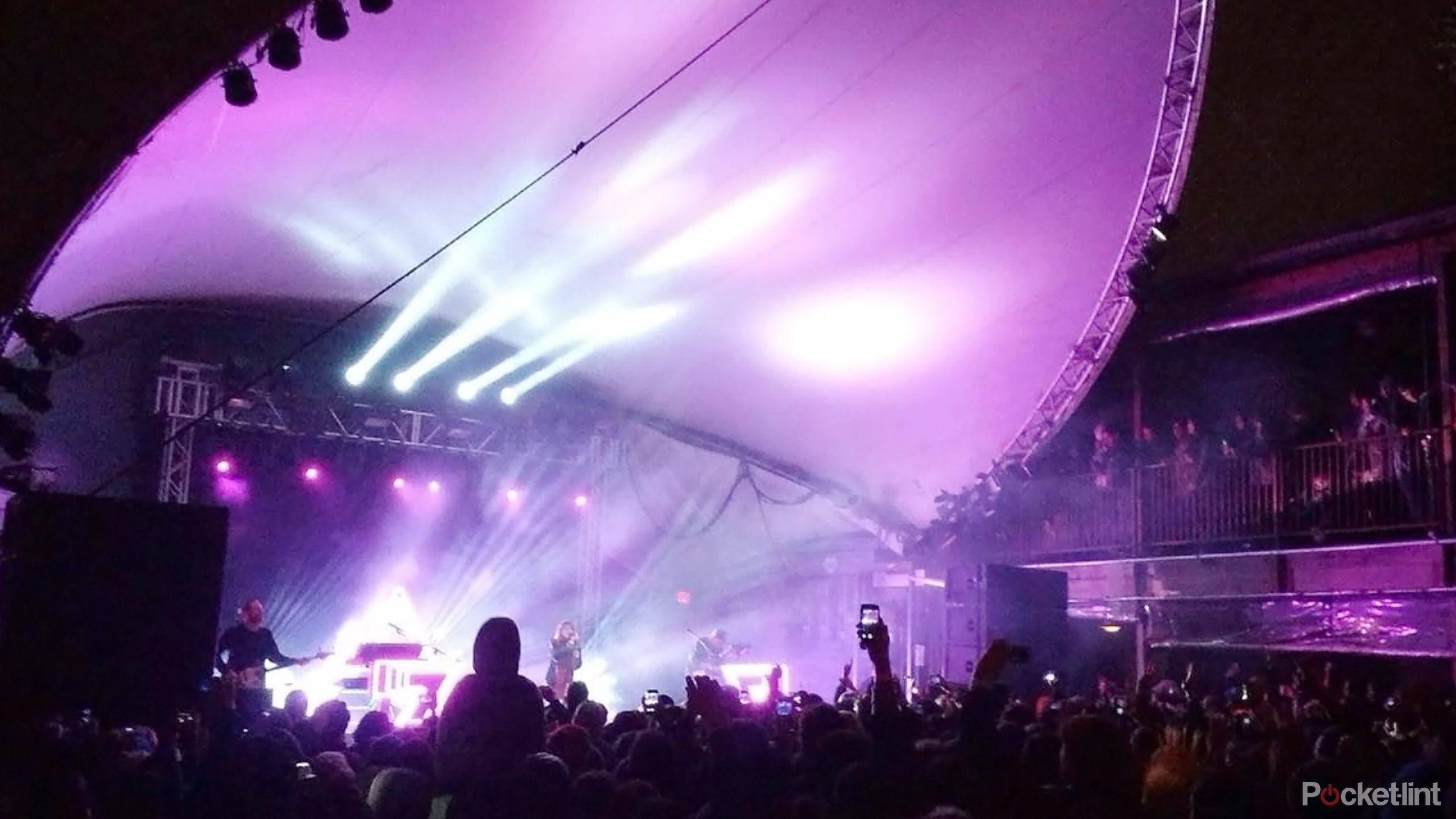 CHVRCHES playing a concert in Austin, Texas.