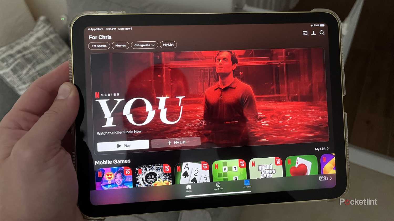 An iPad streaming Netflix. 