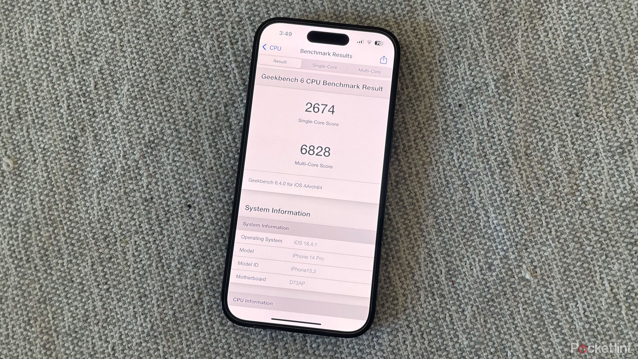 iPhone 14 Pro Geekbench 6 score.