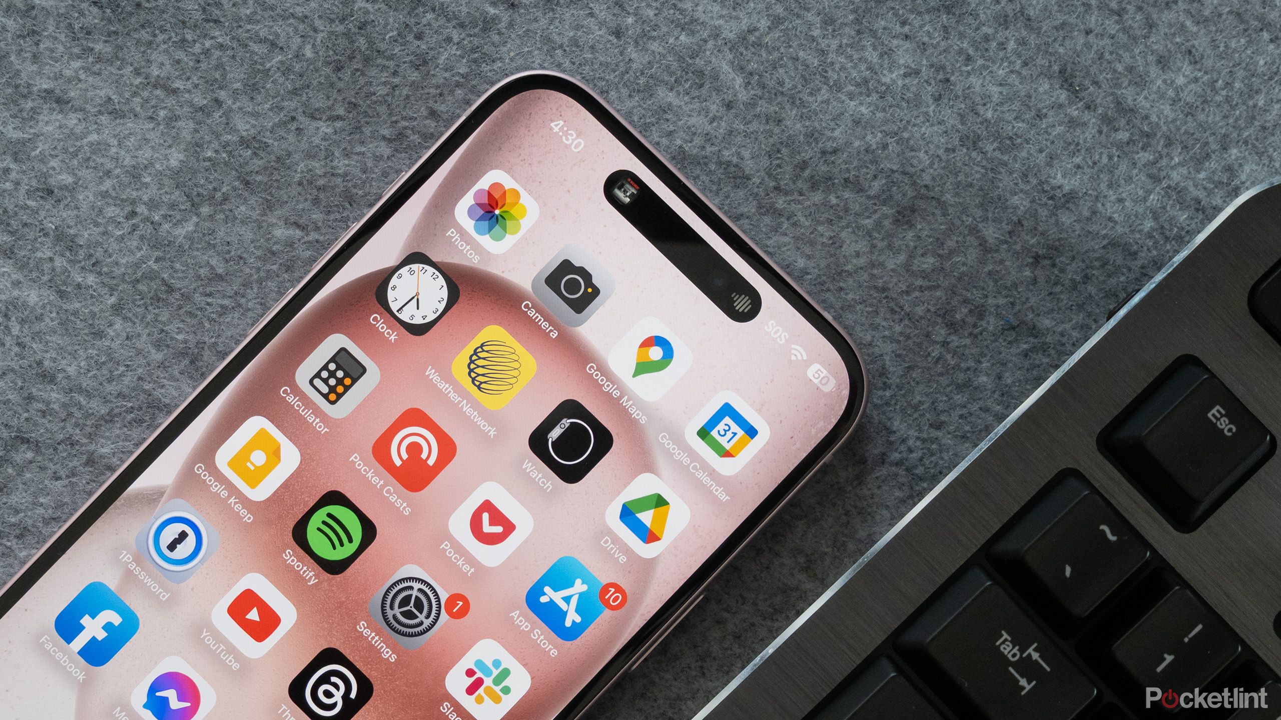 The iPhone 15 from a top down perspective 