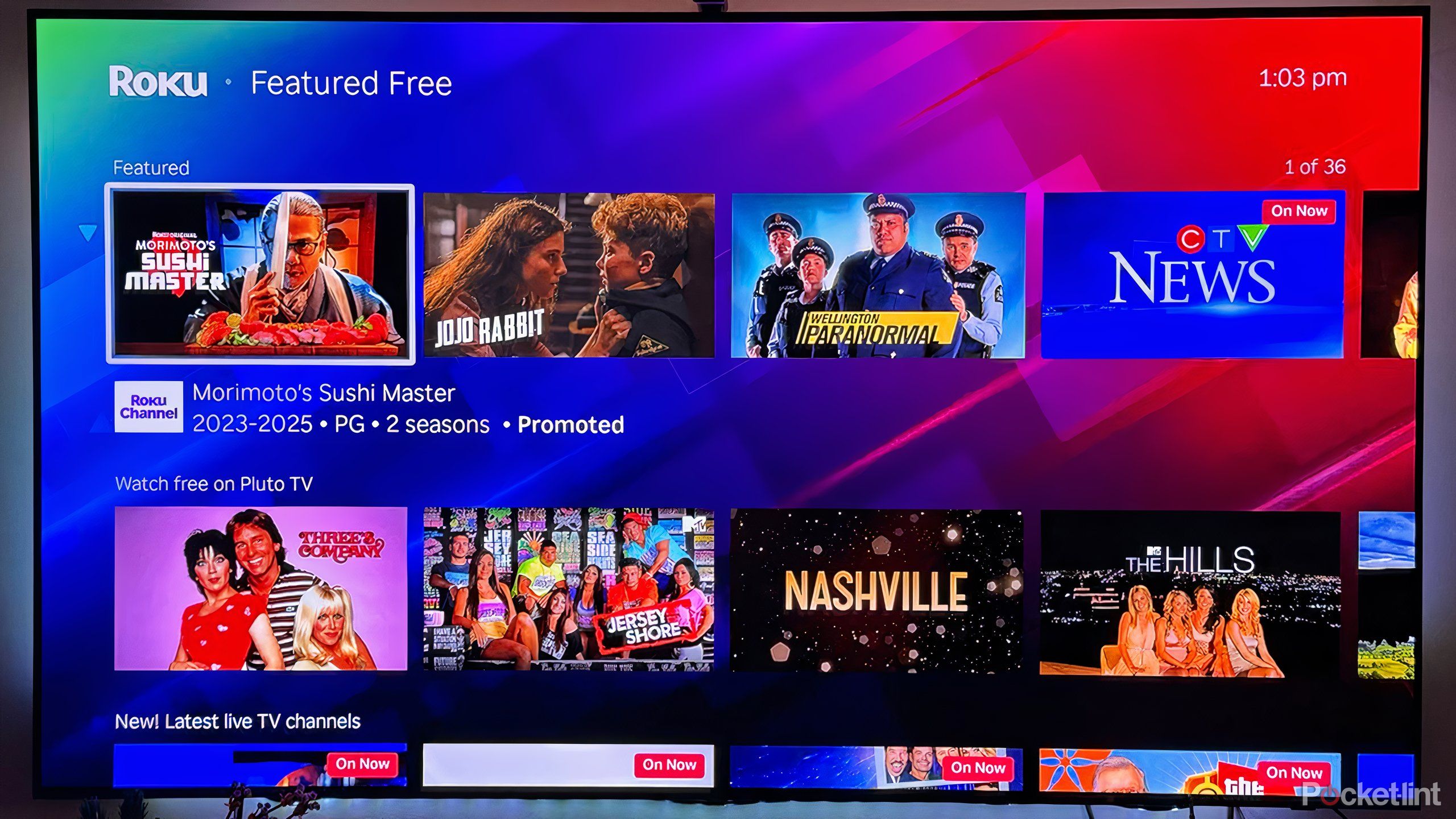 Roku Streaming OS Carousels of free content