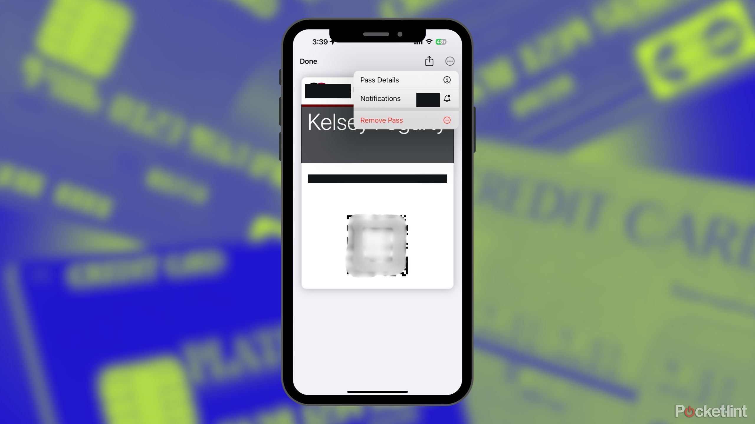 Removing a pass on Apple Wallet. 
