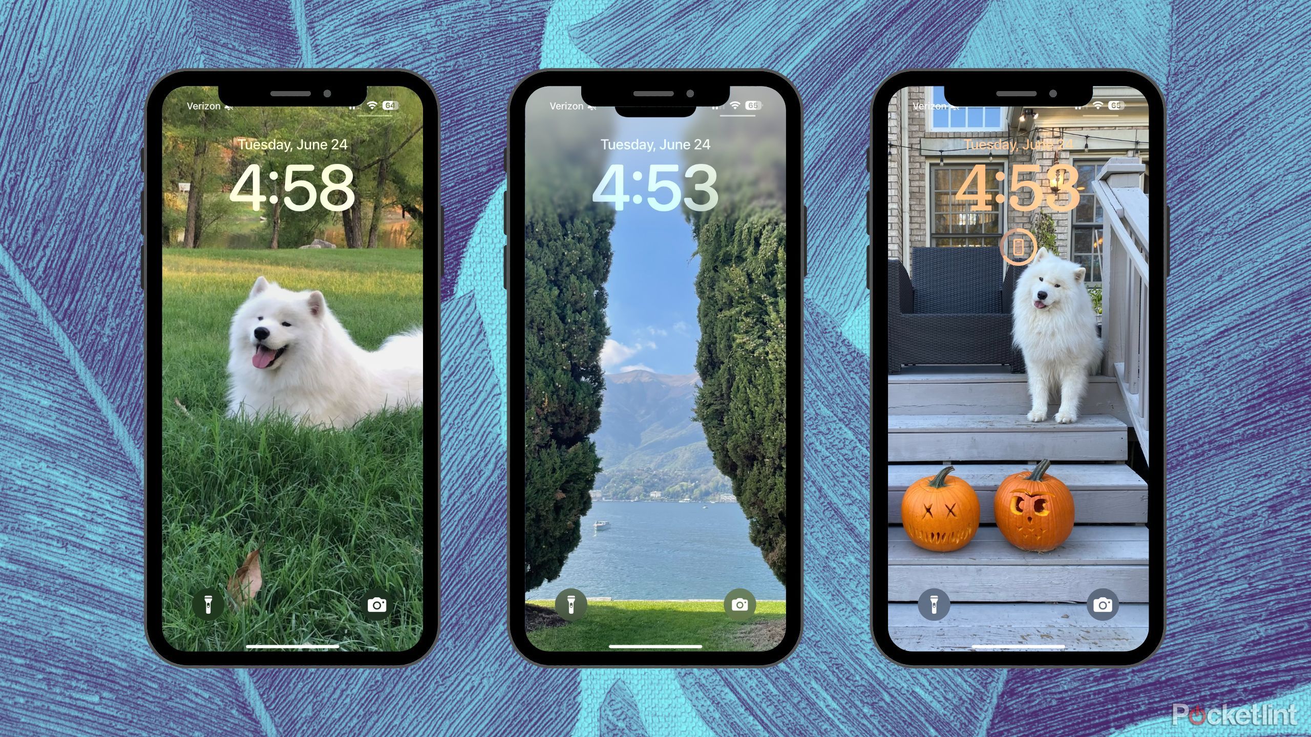 Three iPhone lockscreens. 