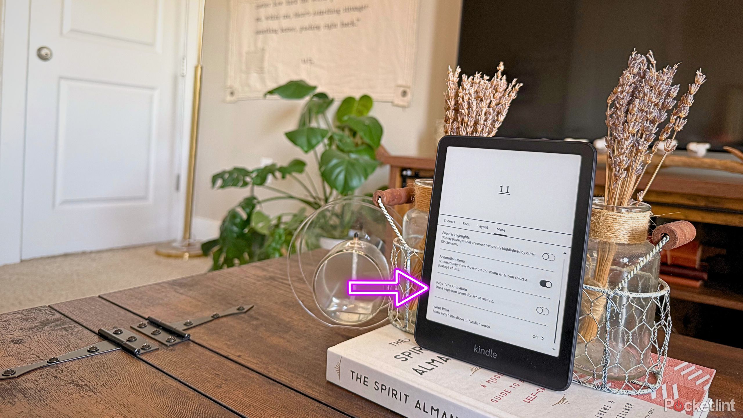 Enabling page turn animations on Kindle. 