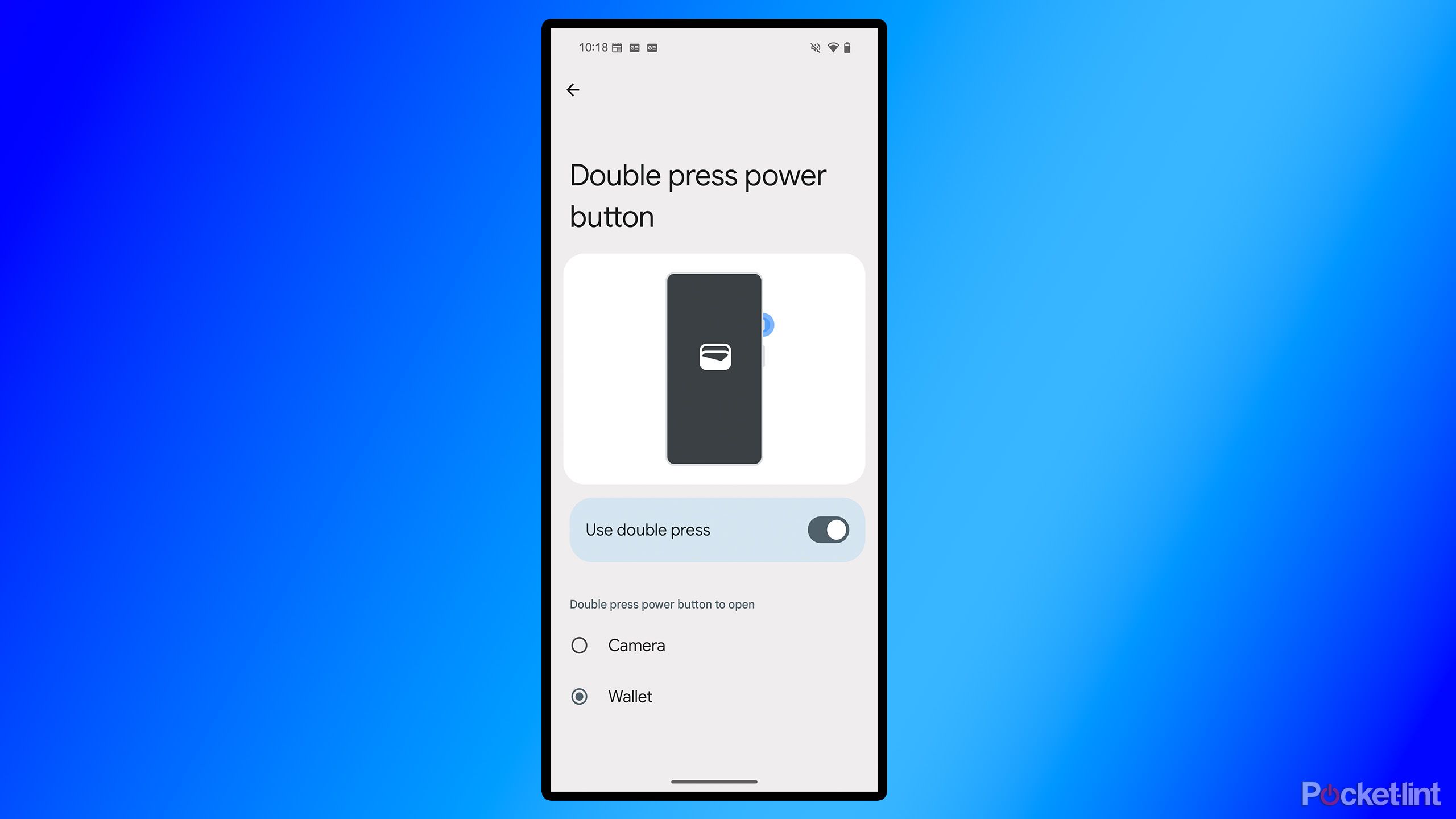 Android 16 Double press power button setting.