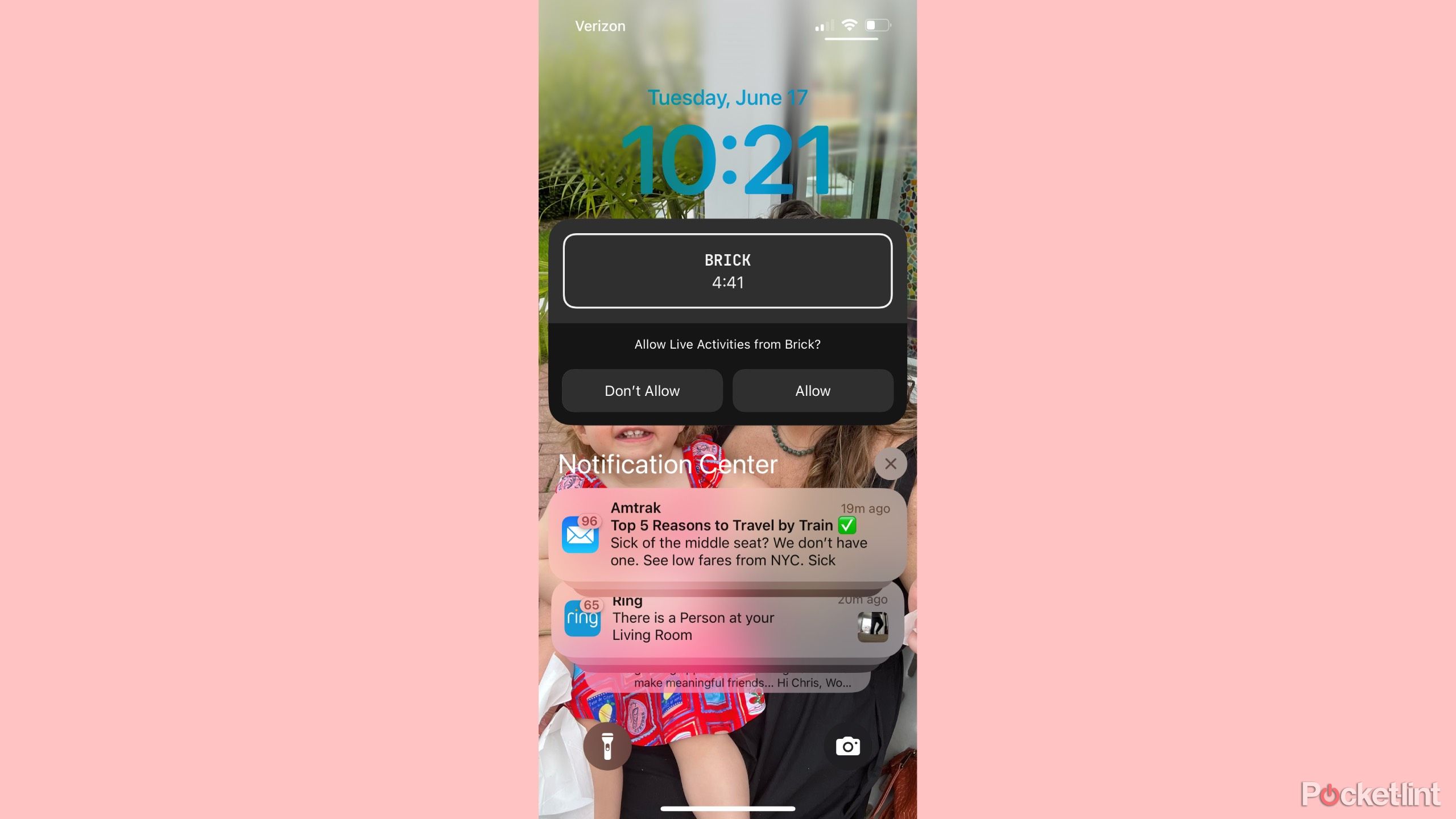 The Brick live notifications on lock screen