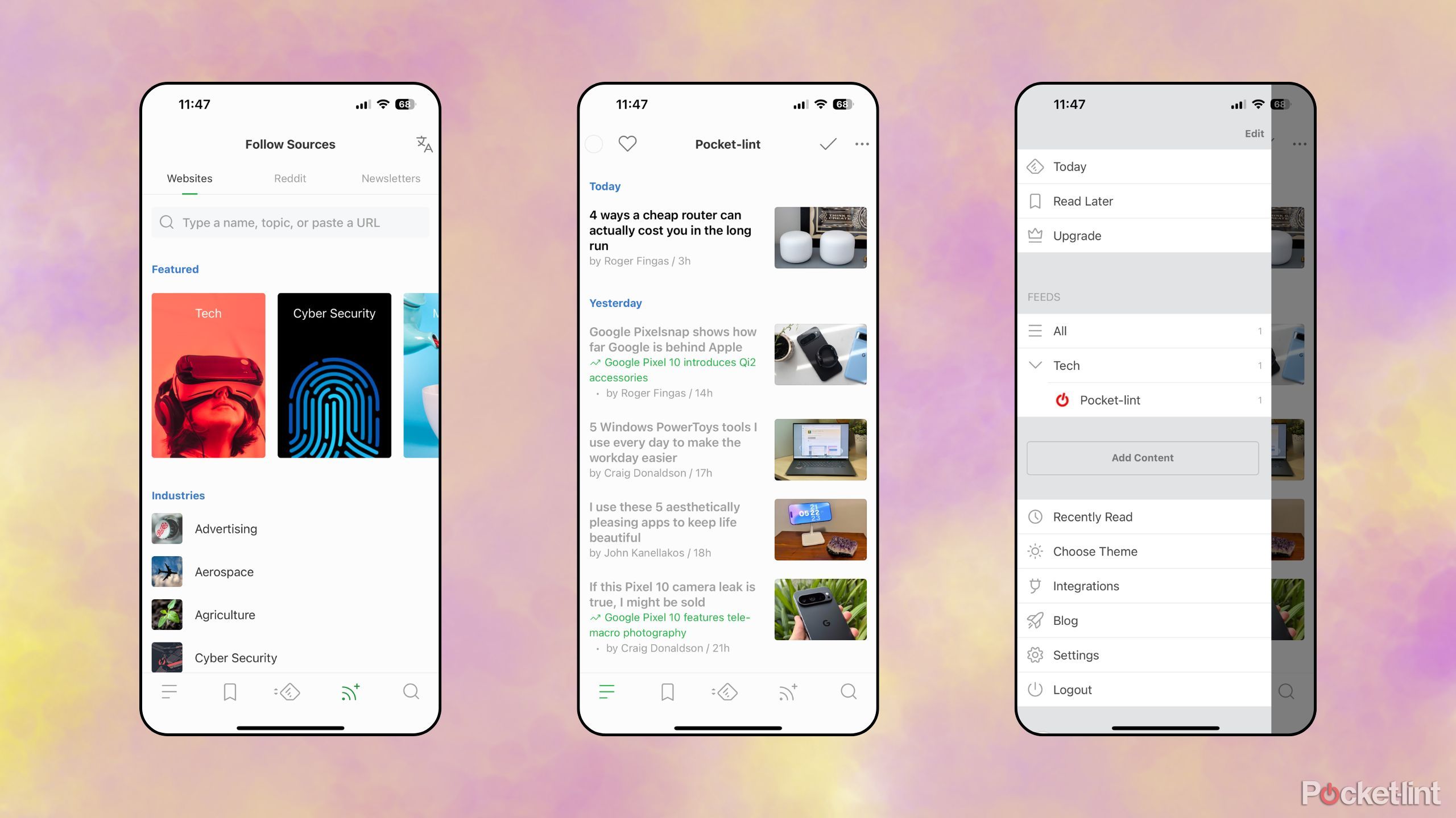 Feedly screenshots