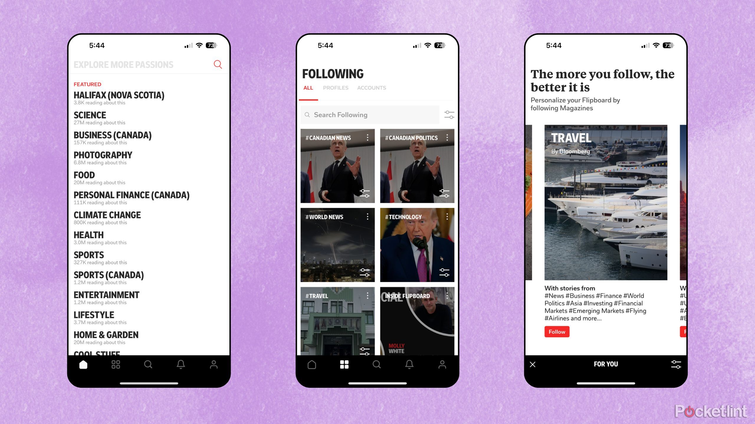 Flipboard screenshots