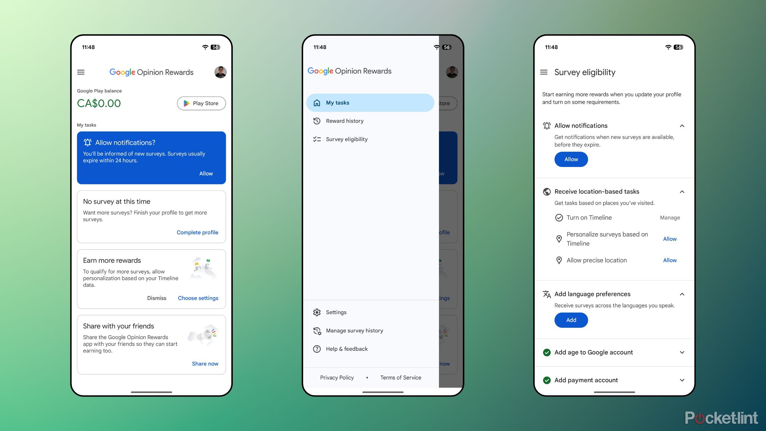 Google Opinion Rewards screenshots