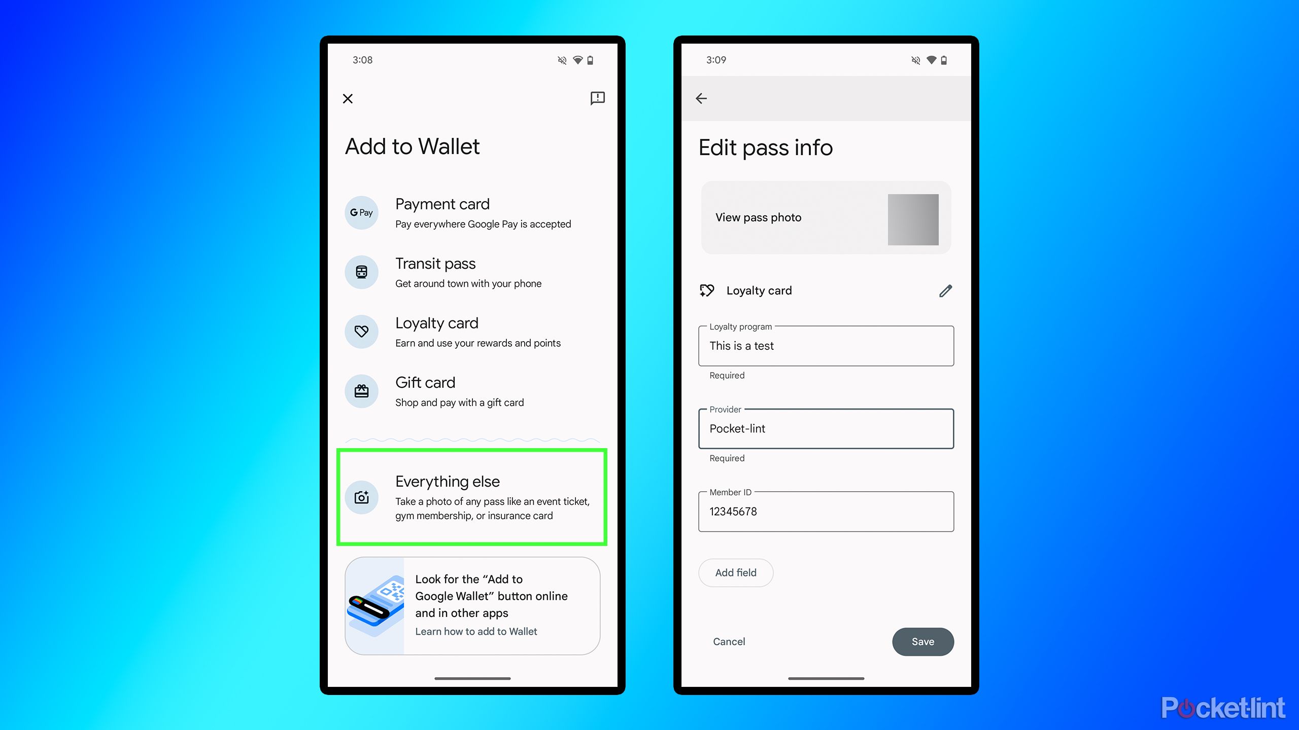 Google Wallet Everything else feature.